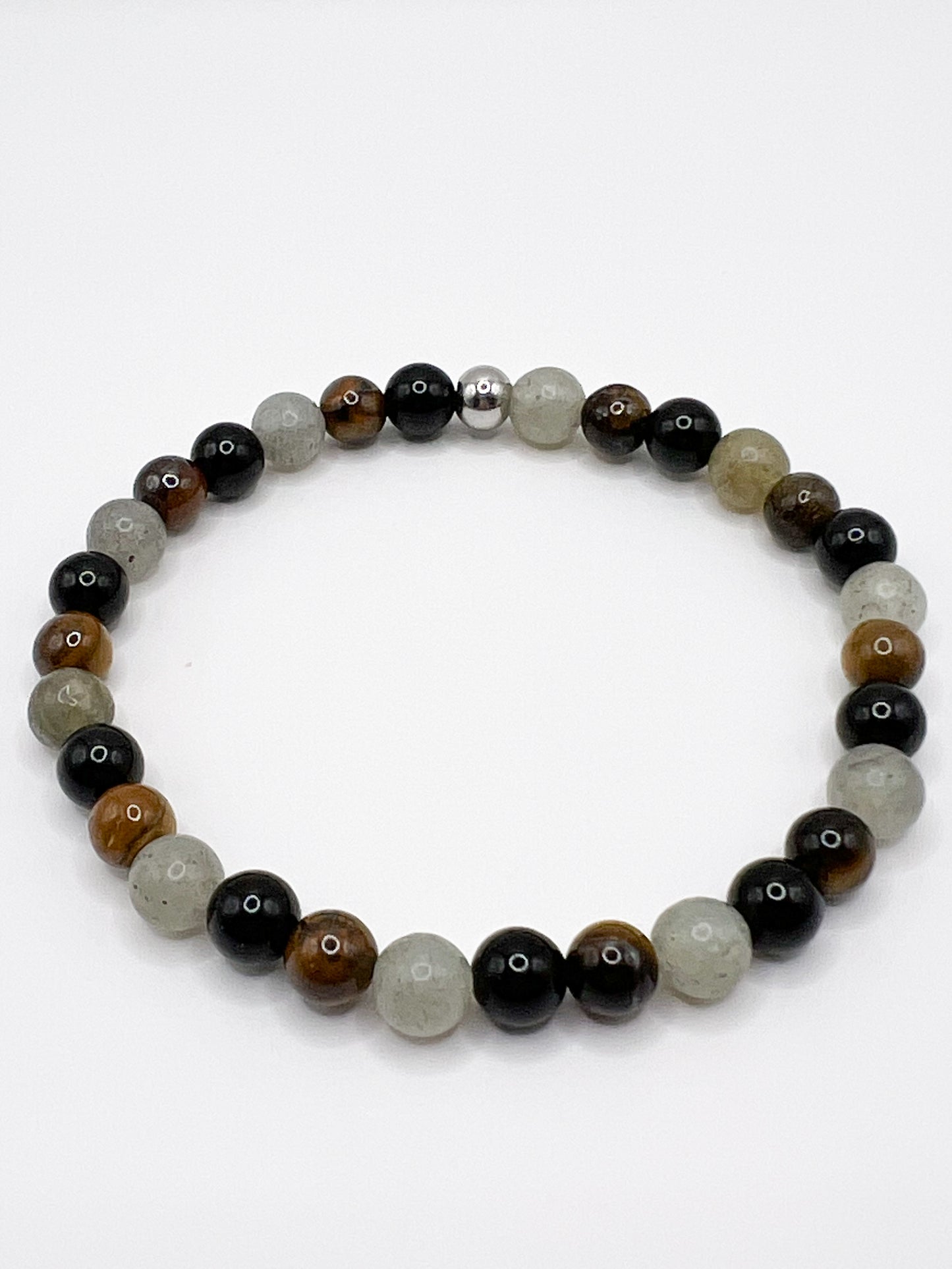 Bracelet Protection Énergétique – Obsidienne Noire, Œil de Tigre & Labradorite