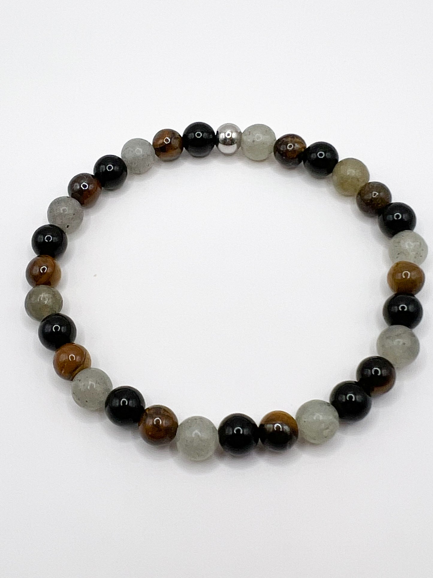 Bracelet Protection Énergétique – Obsidienne Noire, Œil de Tigre & Labradorite