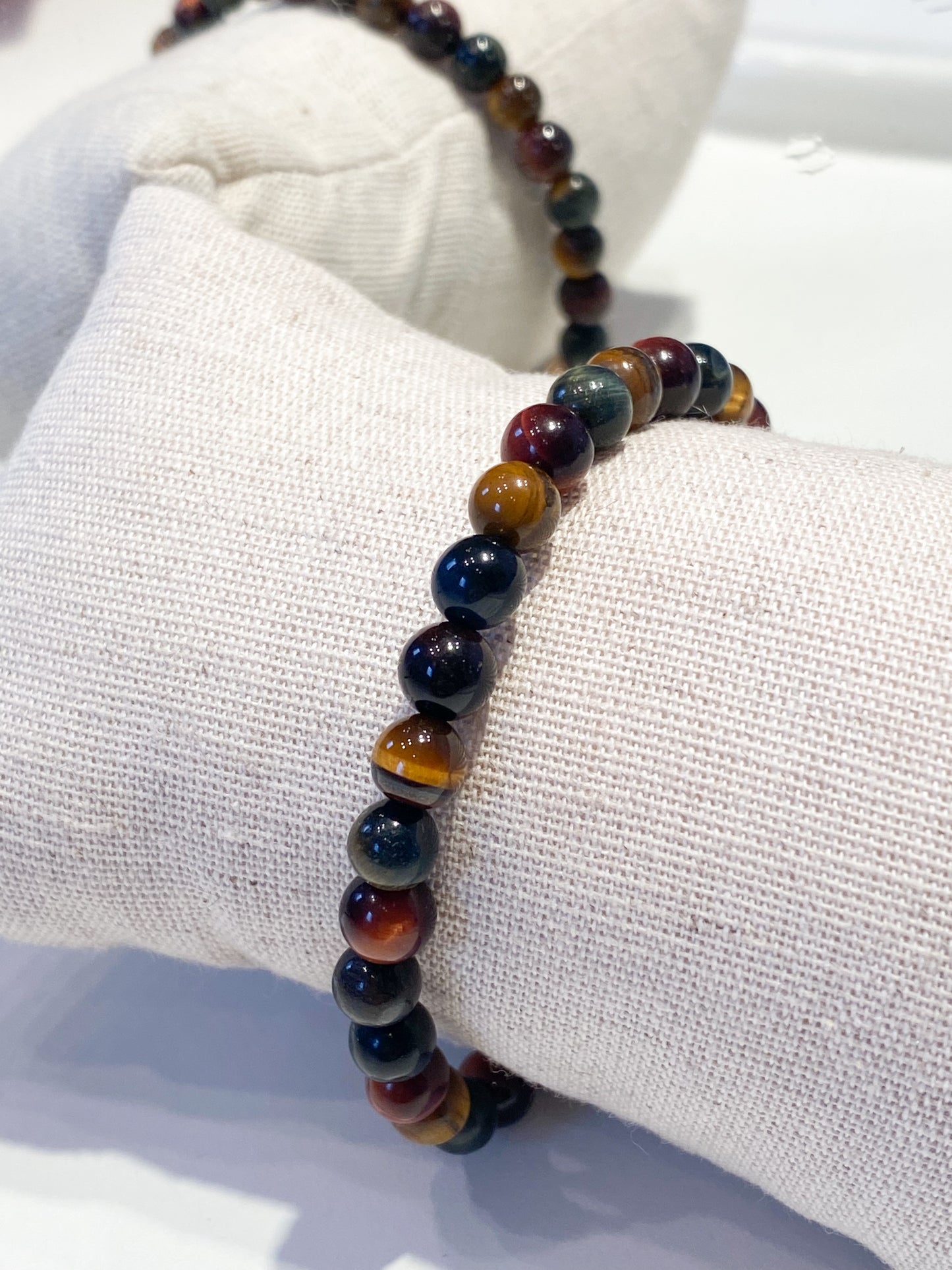 Bracelet 3 Yeux en Œil de Tigre, Œil de Taureau et Œil de Faucon – Perles 6mm