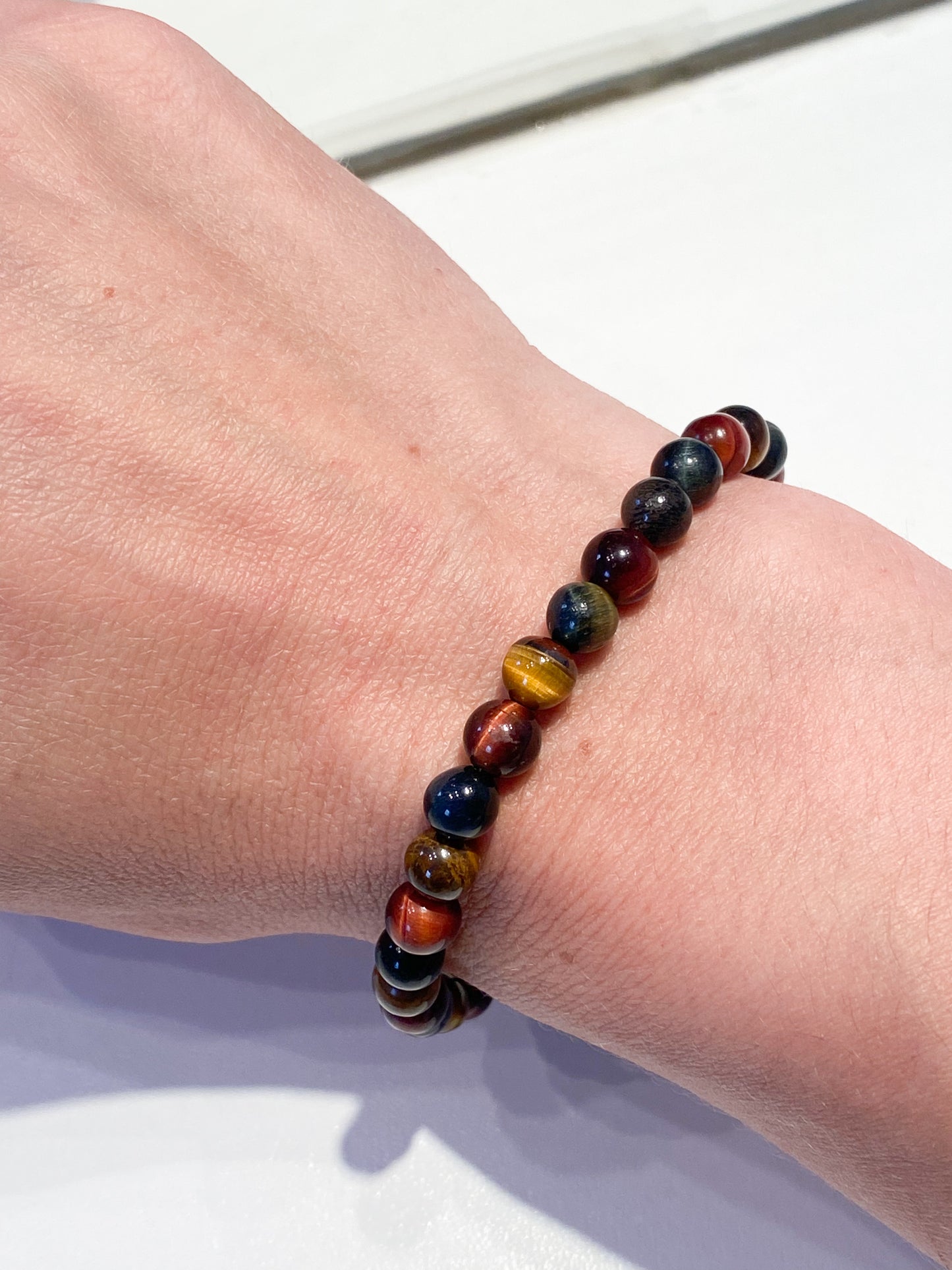 Bracelet 3 Yeux en Œil de Tigre, Œil de Taureau et Œil de Faucon – Perles 6mm