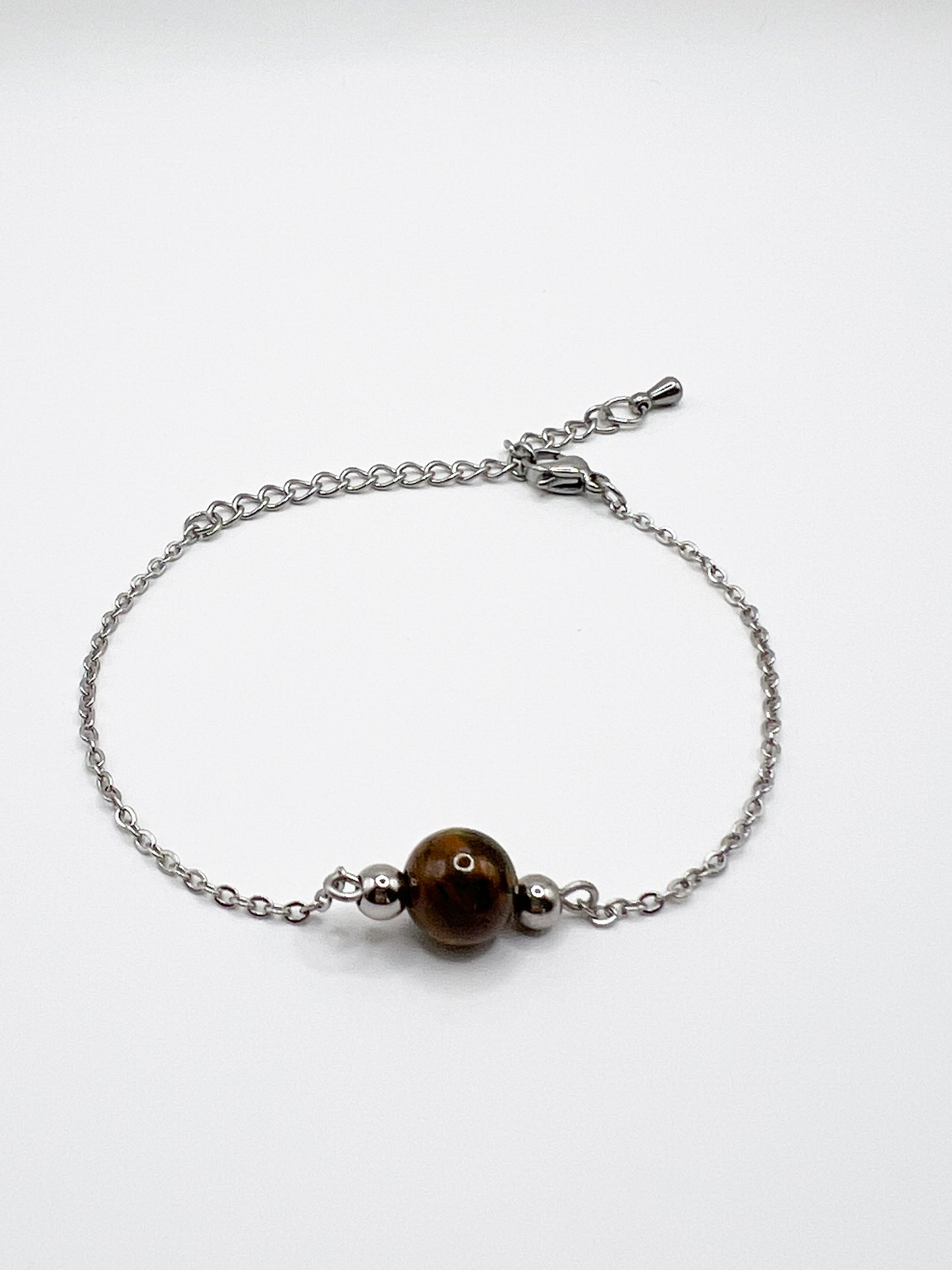 Bracelet Œil de Tigre – Pierre de Protection & Confiance, Acier Inoxydable Argenté