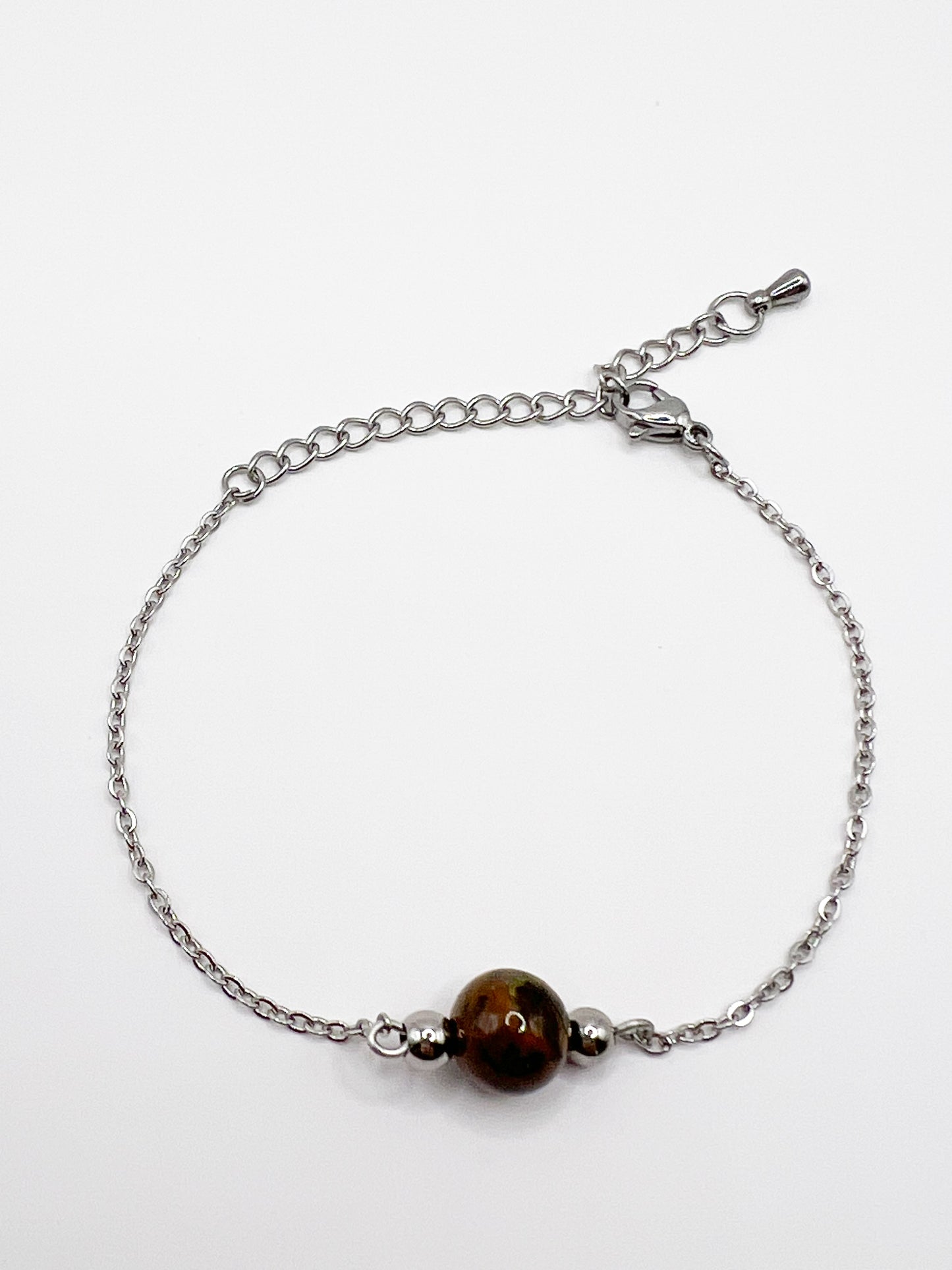 Bracelet Œil de Tigre – Pierre de Protection & Confiance, Acier Inoxydable Argenté