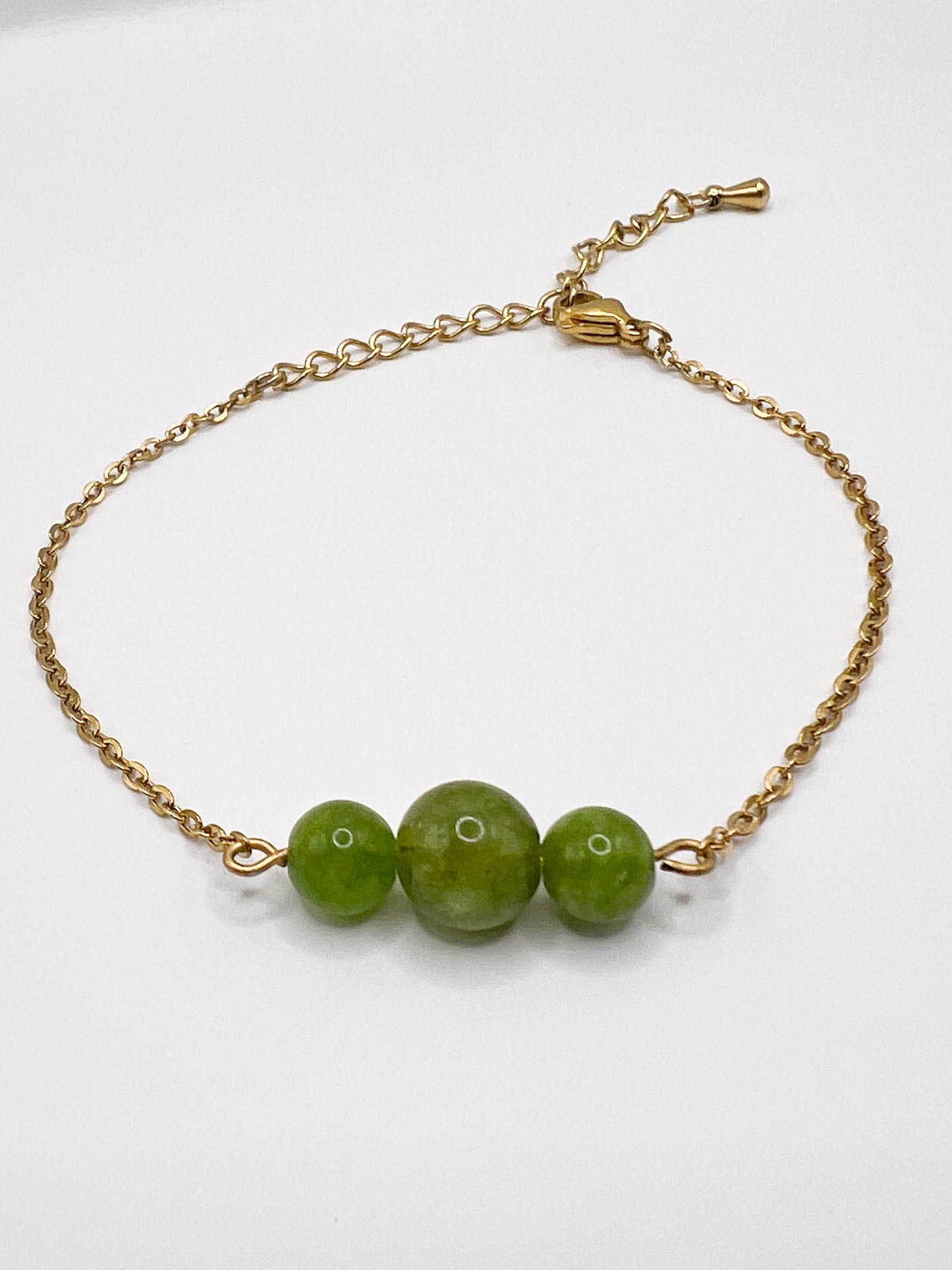 Bracelet Péridot Naturel – Acier Argenté & Énergie Positive