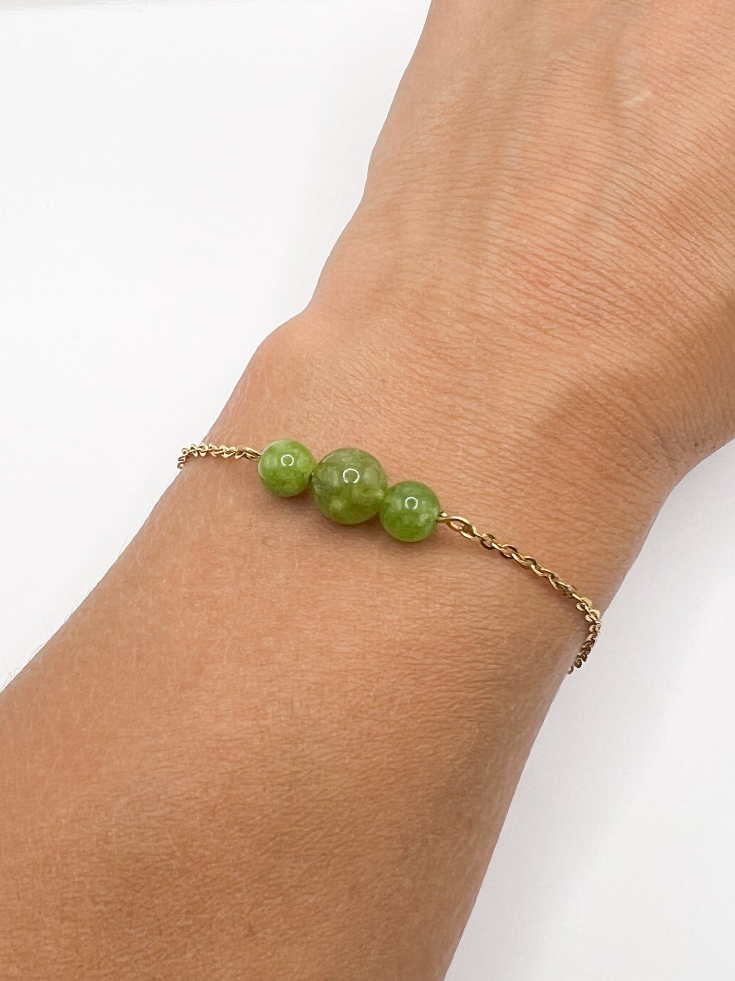 Bracelet Péridot Naturel – Acier Argenté & Énergie Positive