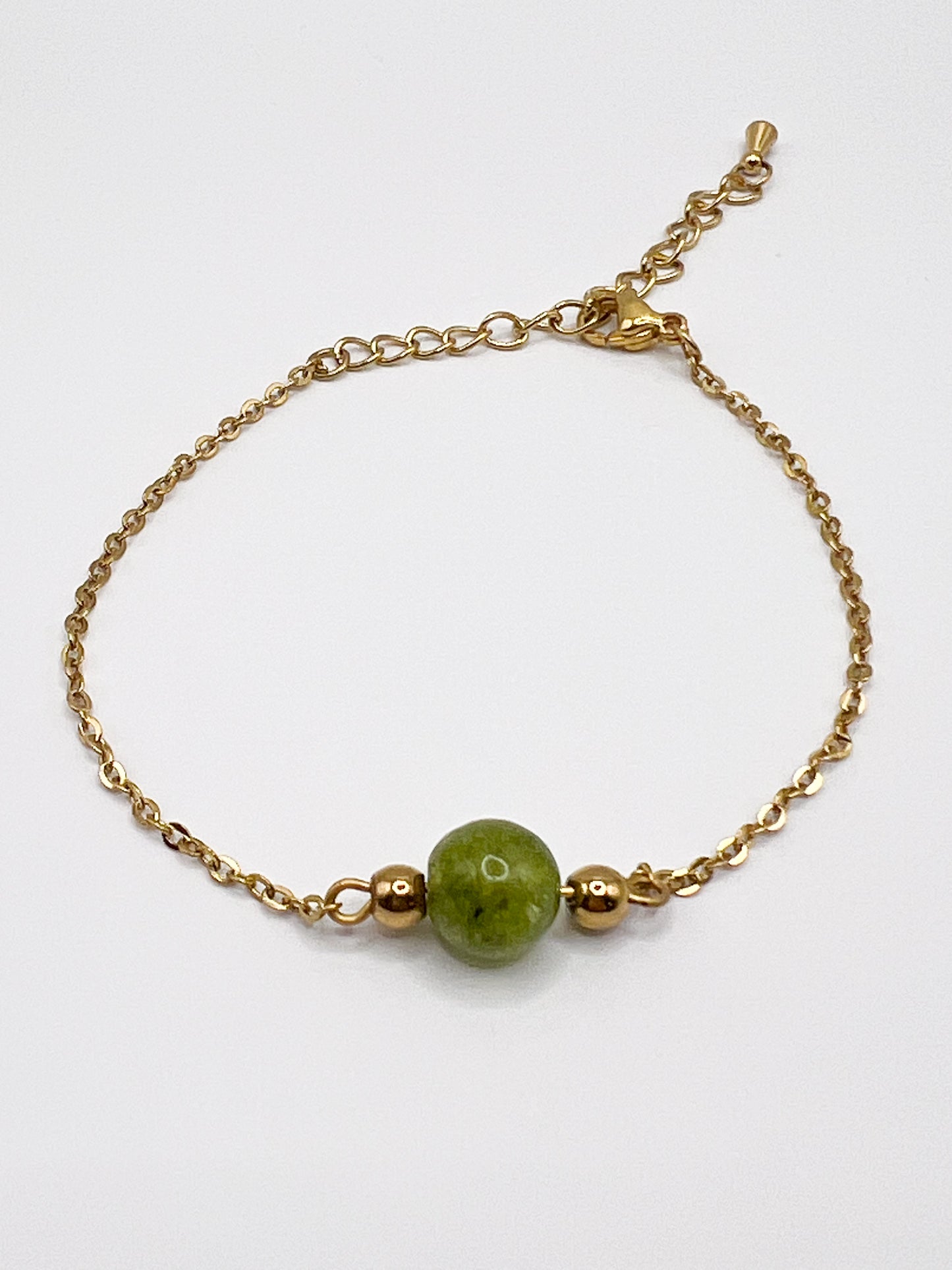 Bracelet Péridot Doré Ajustable – Pierre de Vitalité & Énergie du Cœur