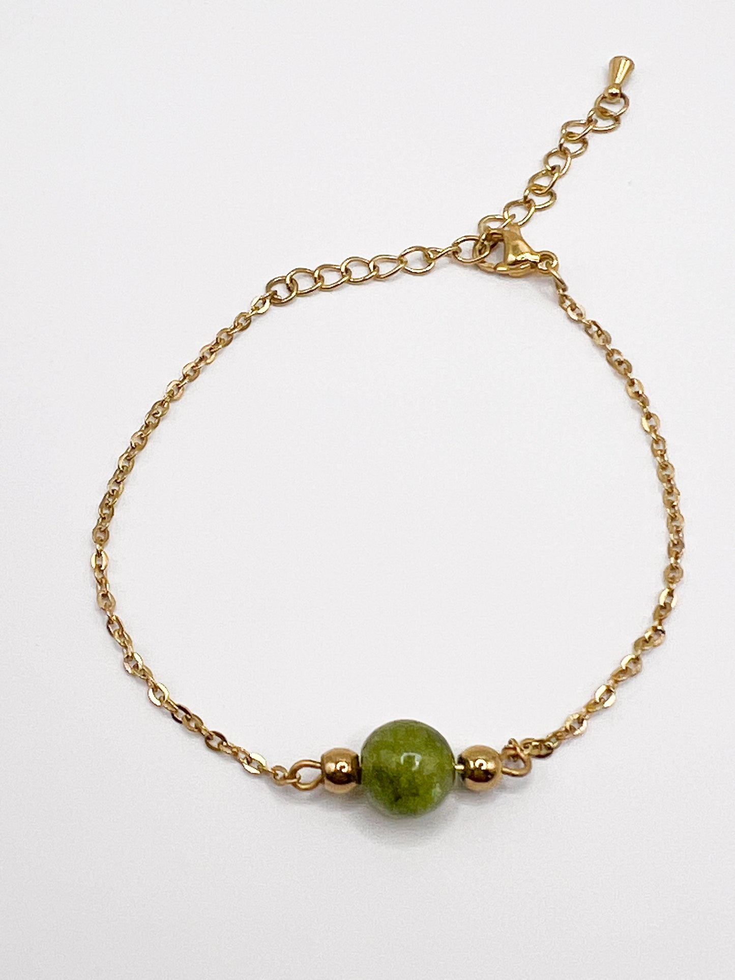 Bracelet Péridot Doré Ajustable – Pierre de Vitalité & Énergie du Cœur
