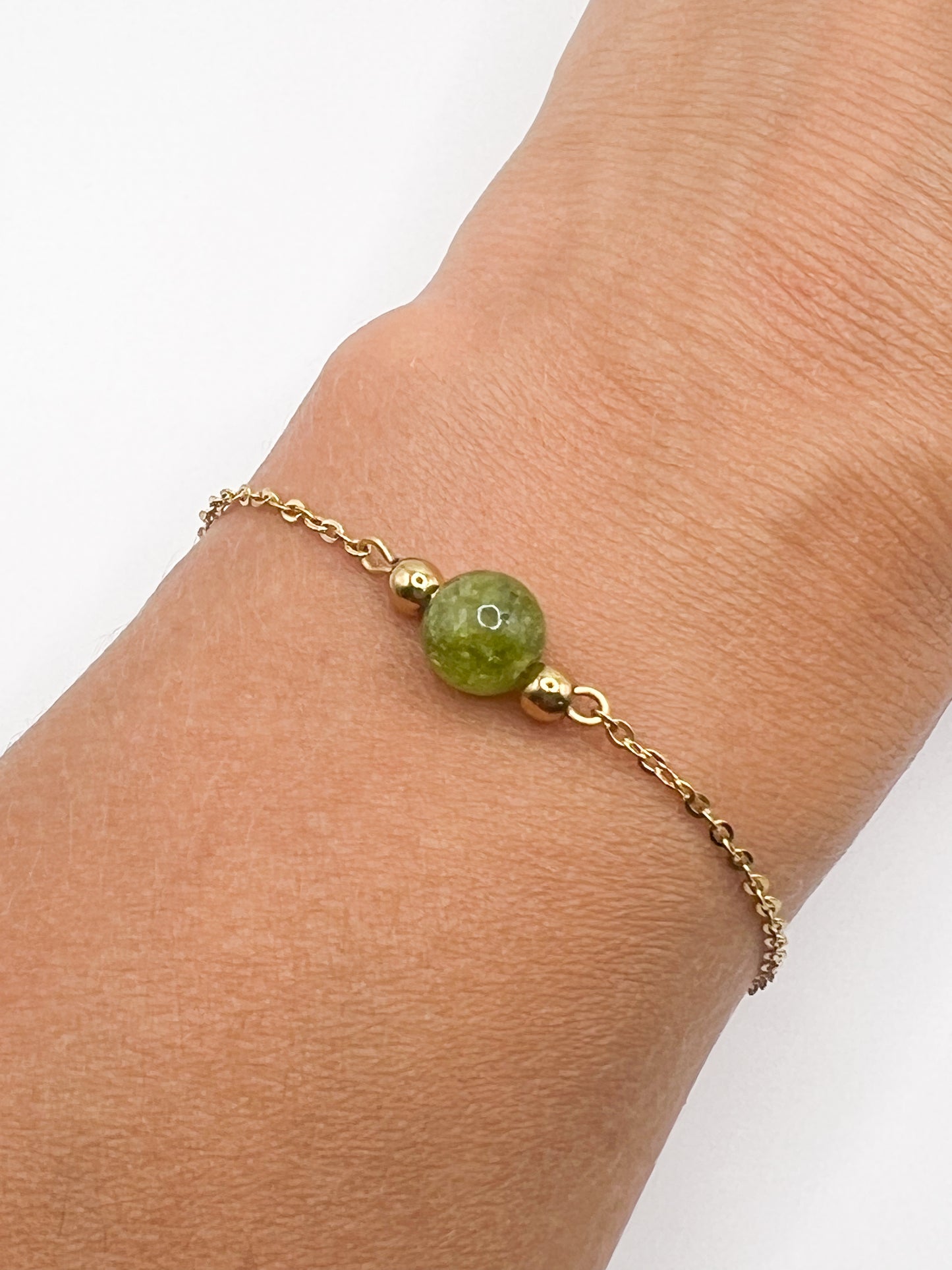Bracelet Péridot Doré Ajustable – Pierre de Vitalité & Énergie du Cœur