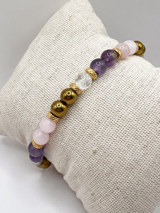 Bracelet Bien-Être & Sérénité – Pierres Naturelles Anti-Stress avec Hématite Dorée