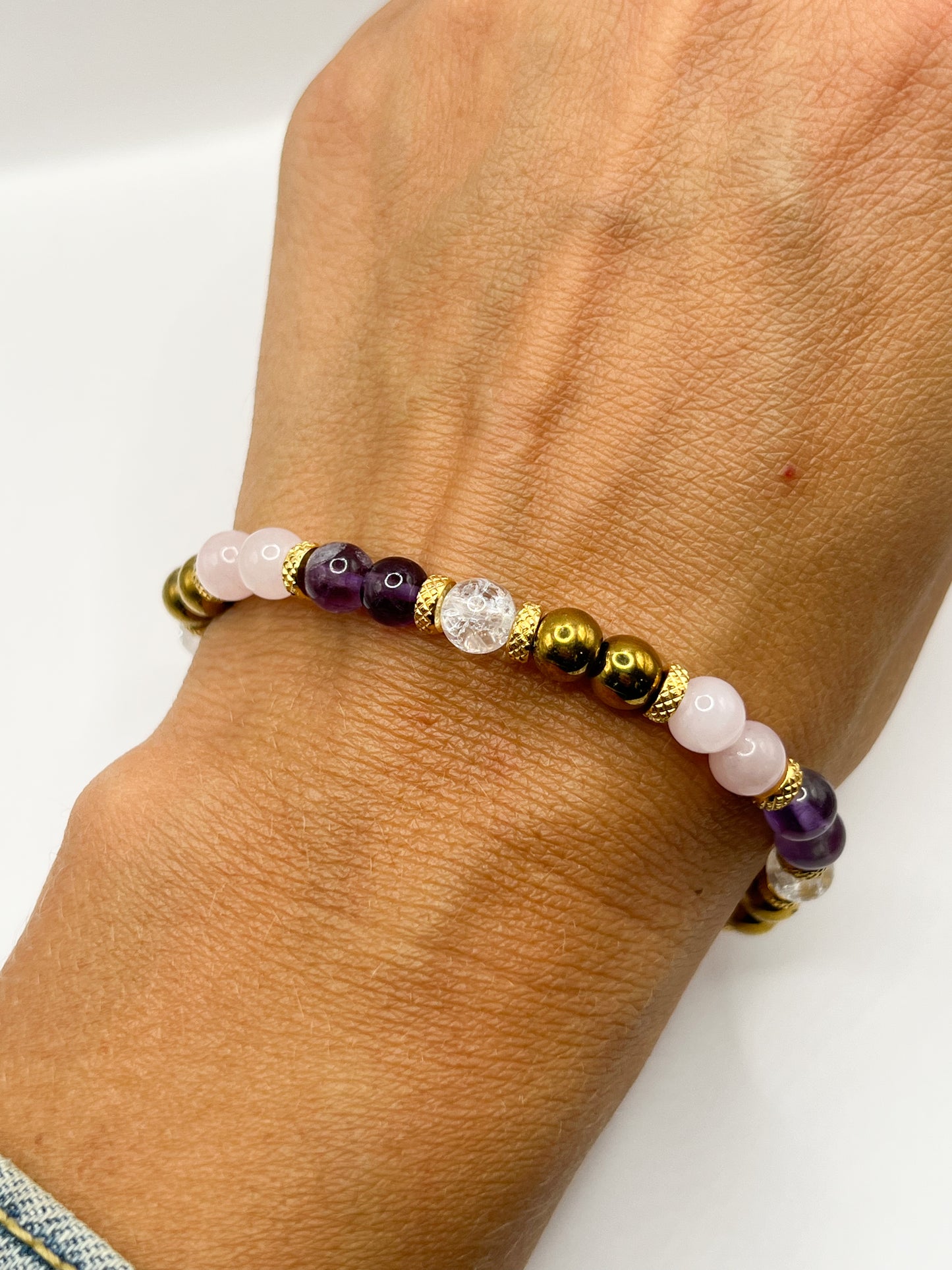 Bracelet Bien-Être & Sérénité – Pierres Naturelles Anti-Stress avec Hématite Dorée