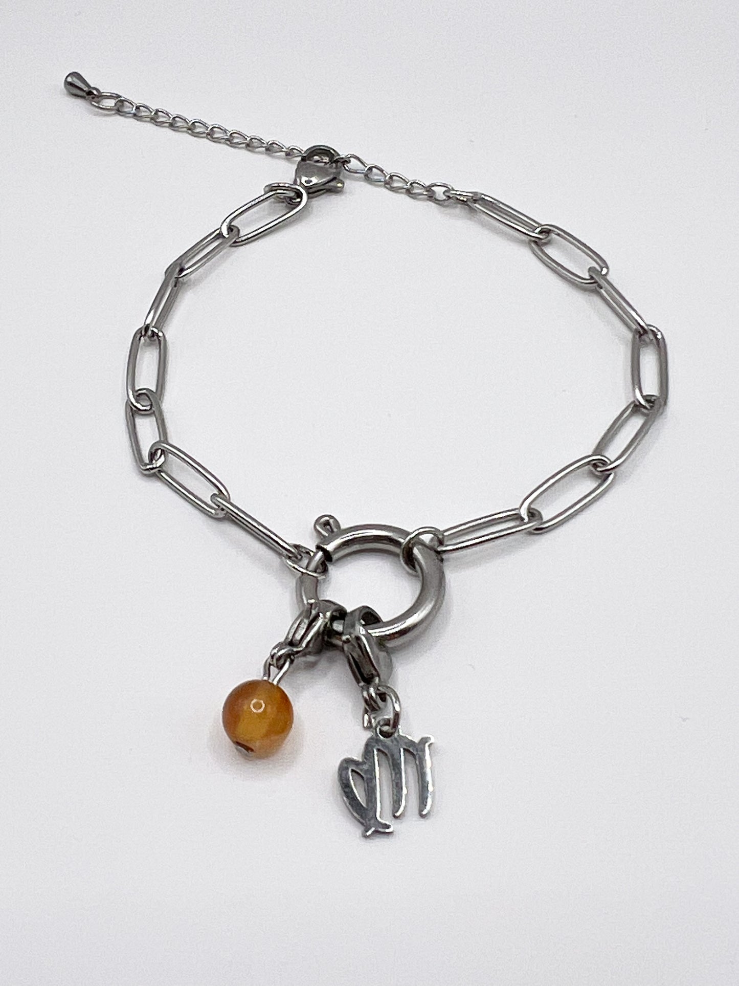 Bracelet Astro Vierge en Acier Inoxydable Argenté – Bijou Zodiaque Élégant