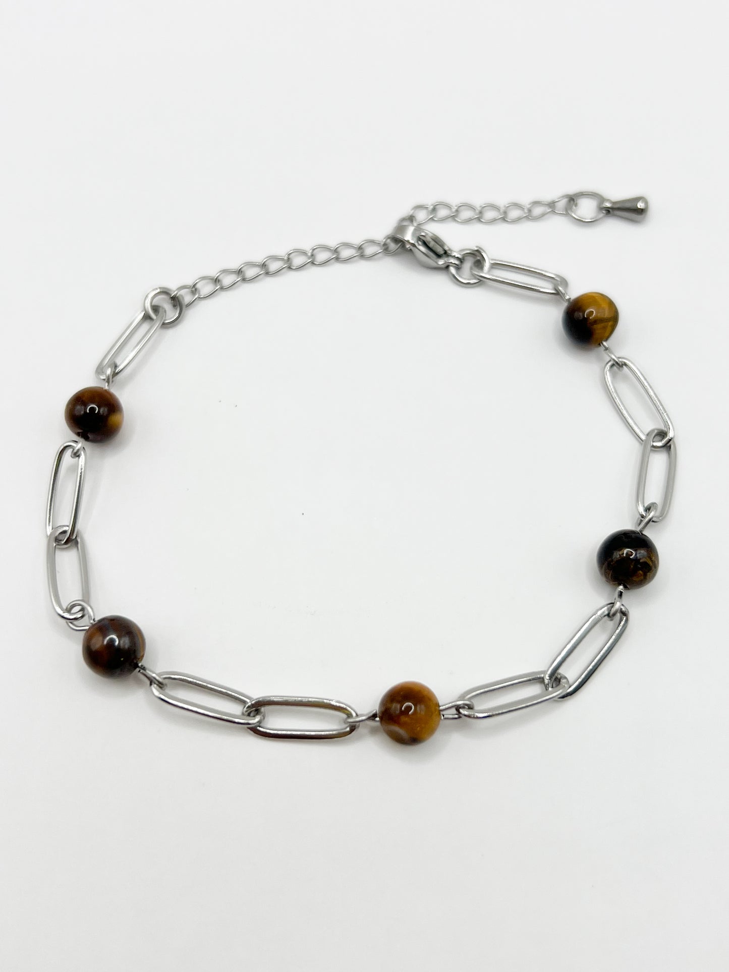 Bracelet Œil de Tigre & Acier Argenté – Protection, Confiance & Force Intérieure