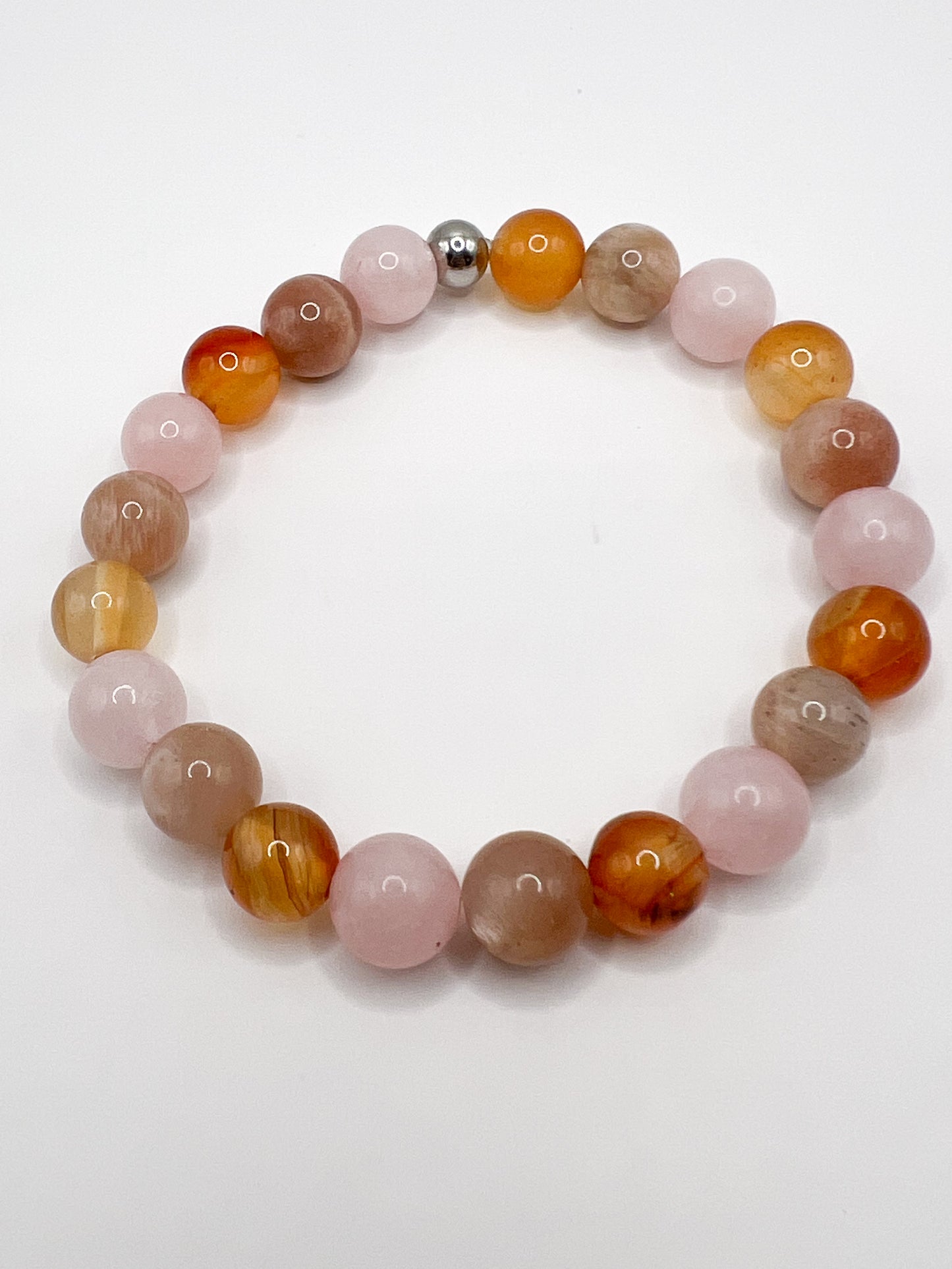 Bracelet Confiance en Soi – Quartz Rose, Pierre de Soleil & Cornaline | Énergie Positive & Estime de Soi