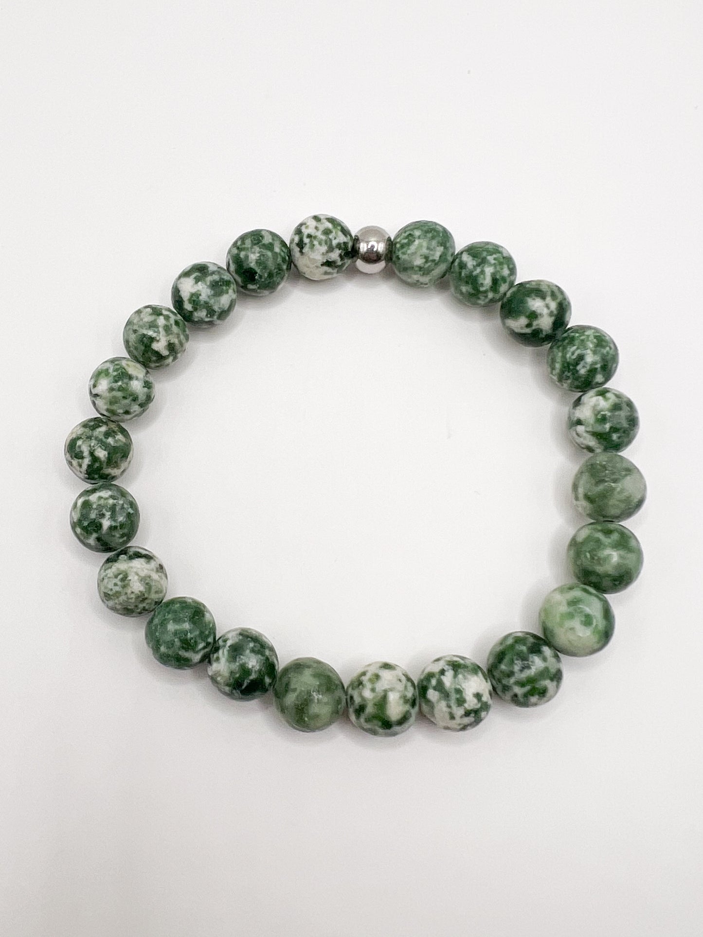 Jaspe Vert Tacheté Bracelet – Pierre Naturelle, Bijou Lithothérapie, Protection & Ancrage, Perles 8 mm Femme Homme
