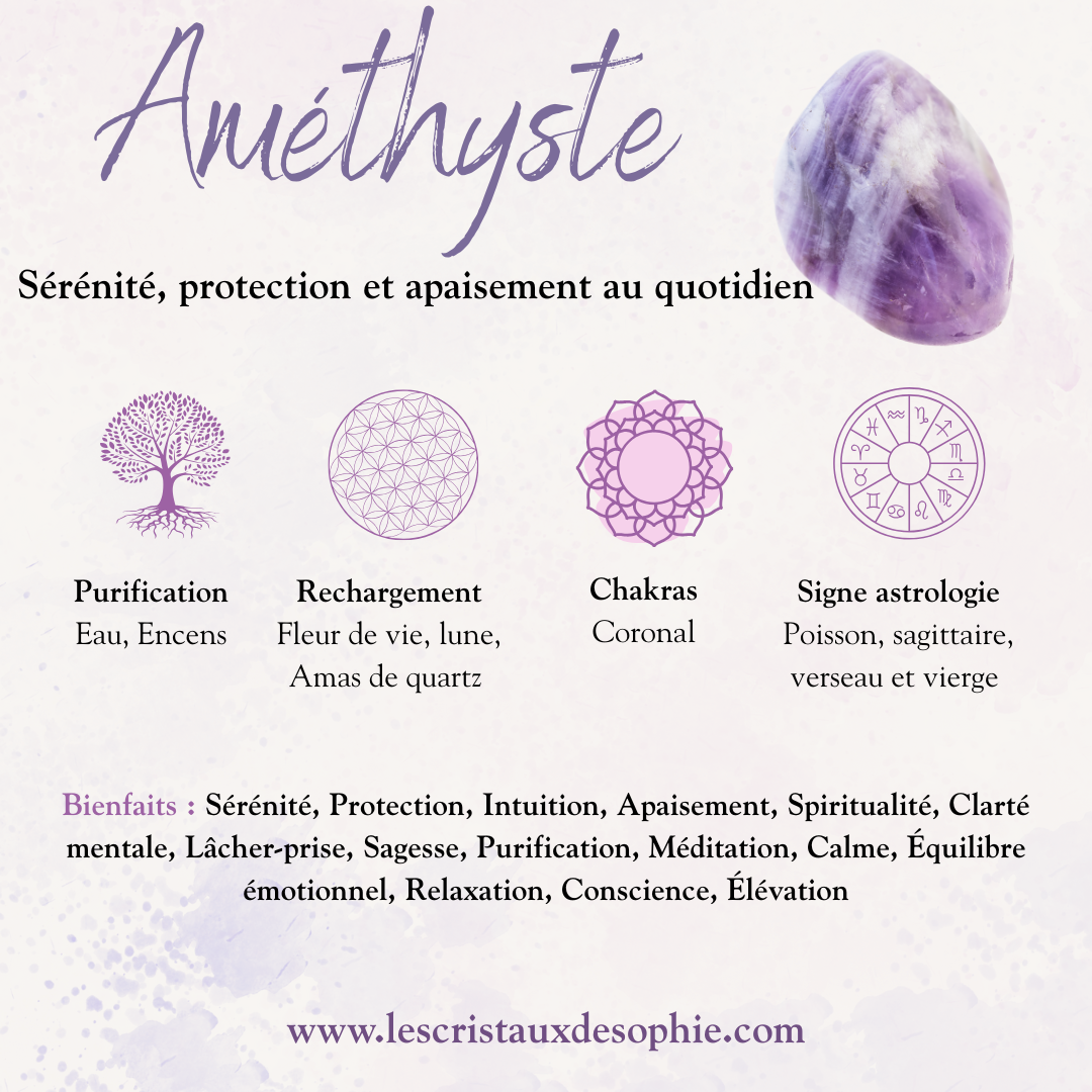 Bracelet Améthyste 6mm - Pierre Naturelle Apaisante et Élégante