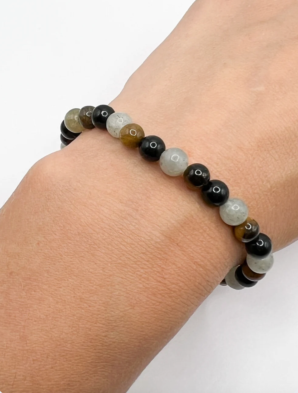 Bracelet Protection Énergétique – Obsidienne Noire, Œil de Tigre & Labradorite