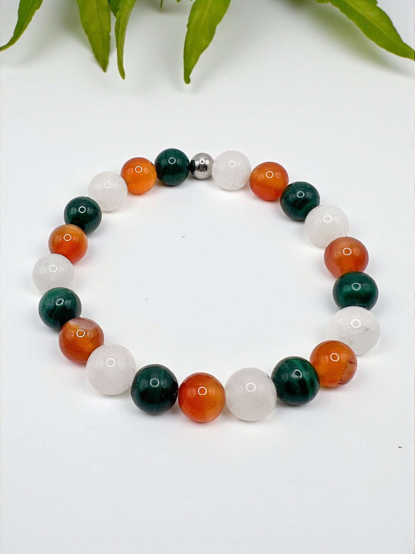 Bracelet Bien-Être Féminin – Cornaline, Malachite & Pierre de Lune 🌙