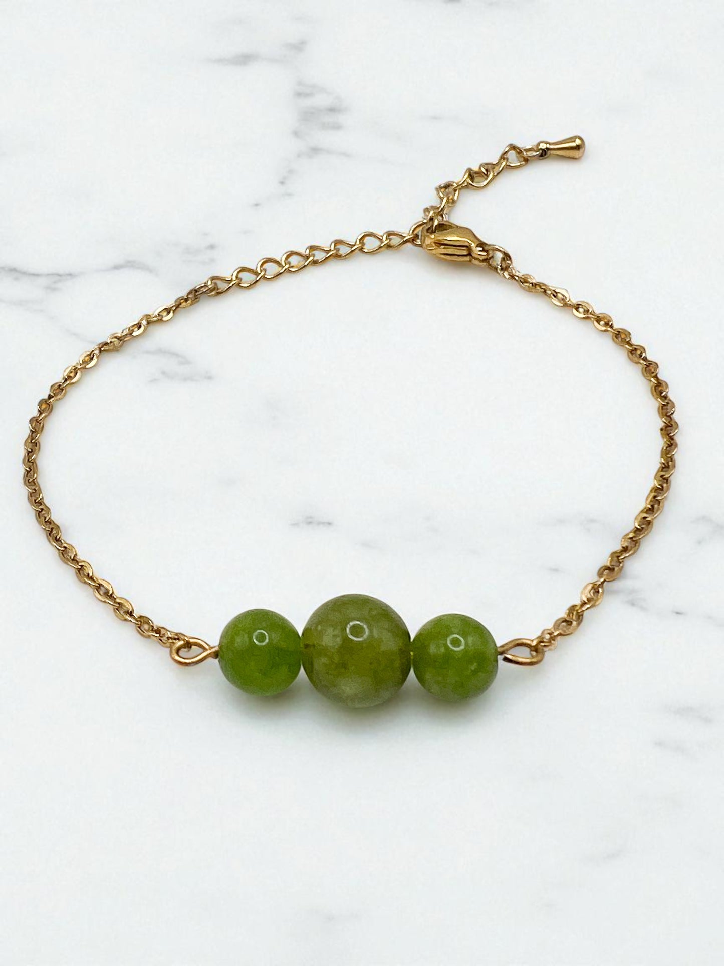 Bracelet Péridot Naturel – Acier Argenté & Énergie Positive