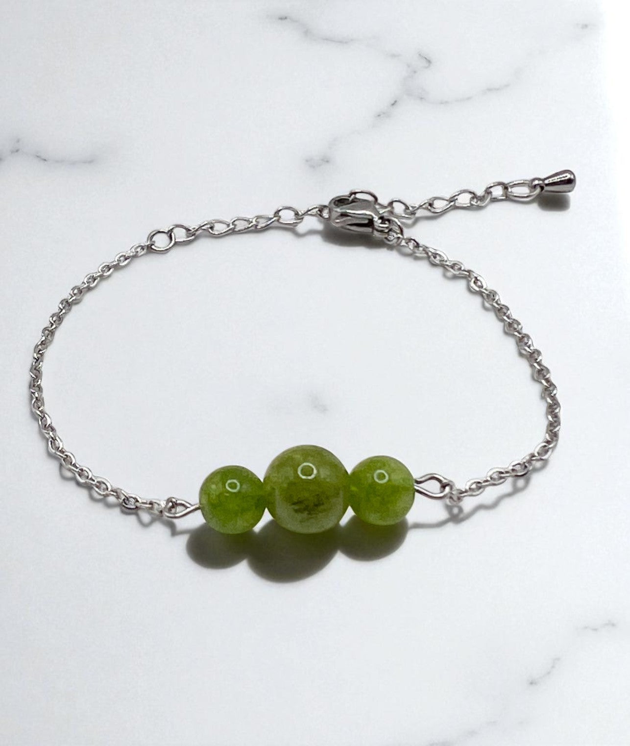 Bracelet Péridot Naturel – Acier Argenté & Énergie Positive