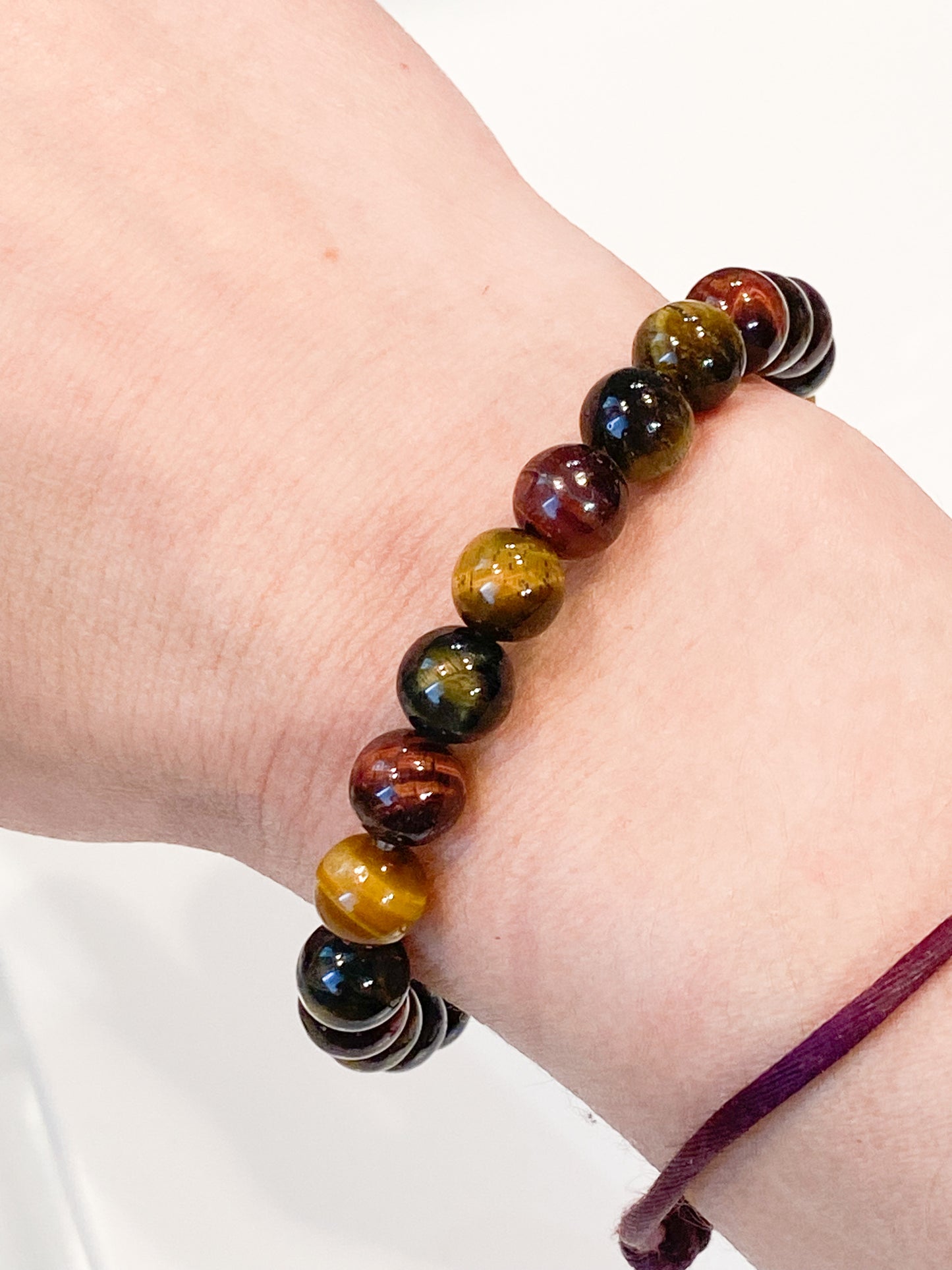 Bracelet de Protection 3 Œil – Œil de Tigre, Œil de Taureau, Œil de Faucon – Perles Naturelles 8mm