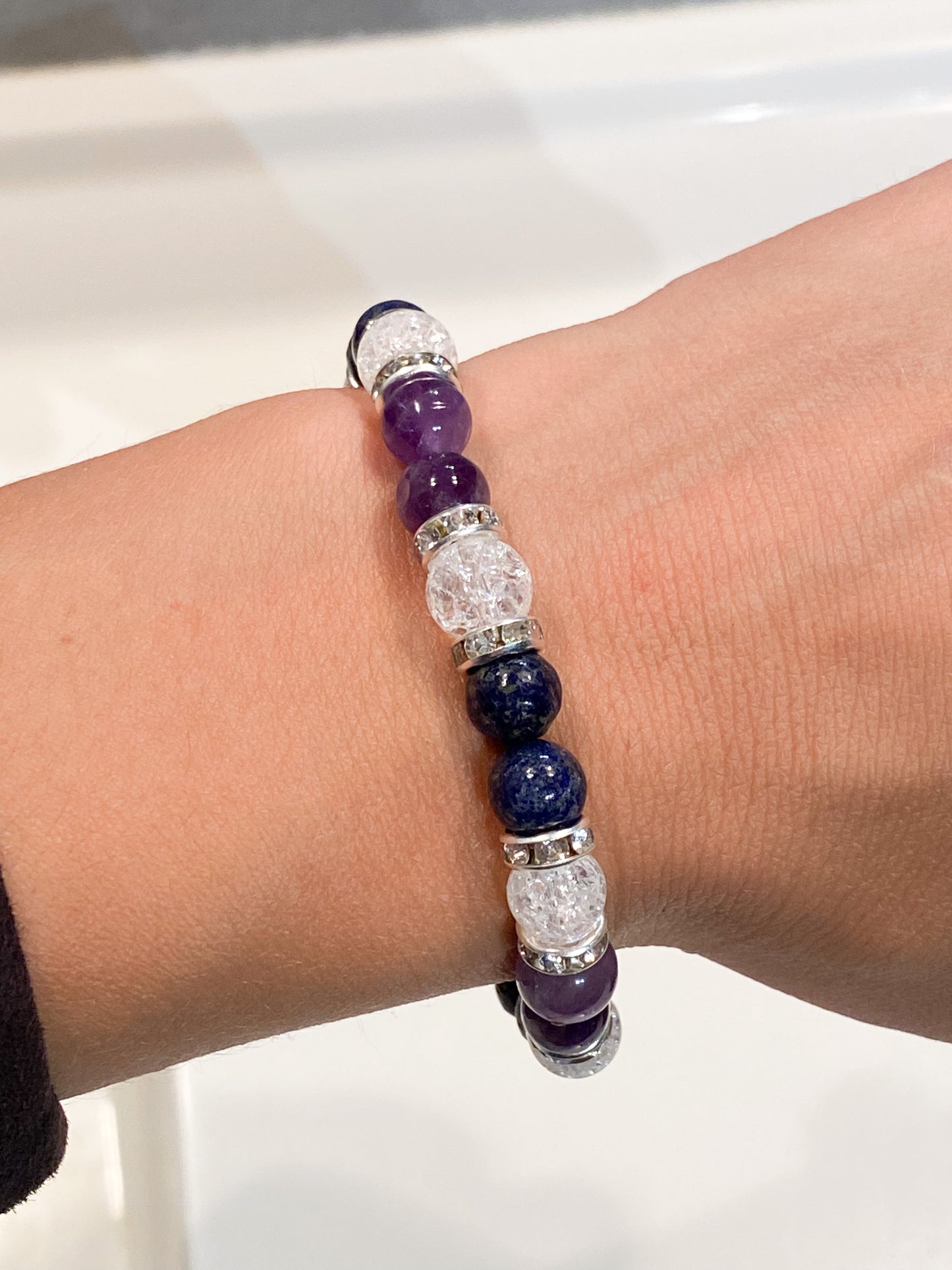 Bracelet Migraine en Lapis Lazuli, Améthyste et Cristal de Roche - Soulagement naturel et équilibre énergétique