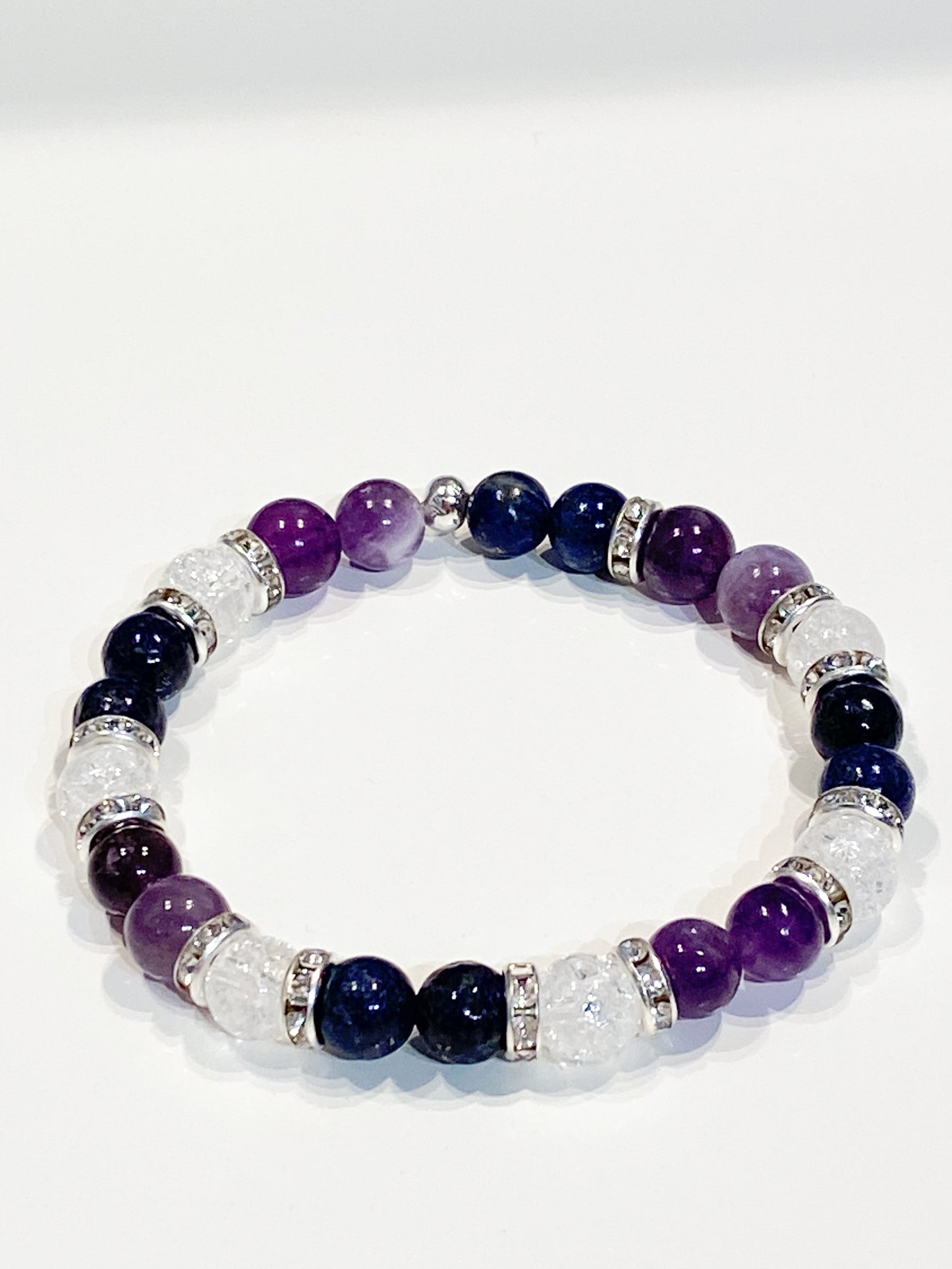 Bracelet Migraine en Lapis Lazuli, Améthyste et Cristal de Roche - Soulagement naturel et équilibre énergétique