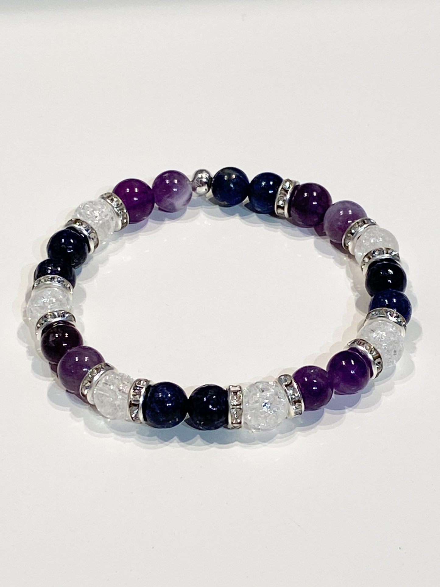 Bracelet Migraine en Lapis Lazuli, Améthyste et Cristal de Roche - Soulagement naturel et équilibre énergétique