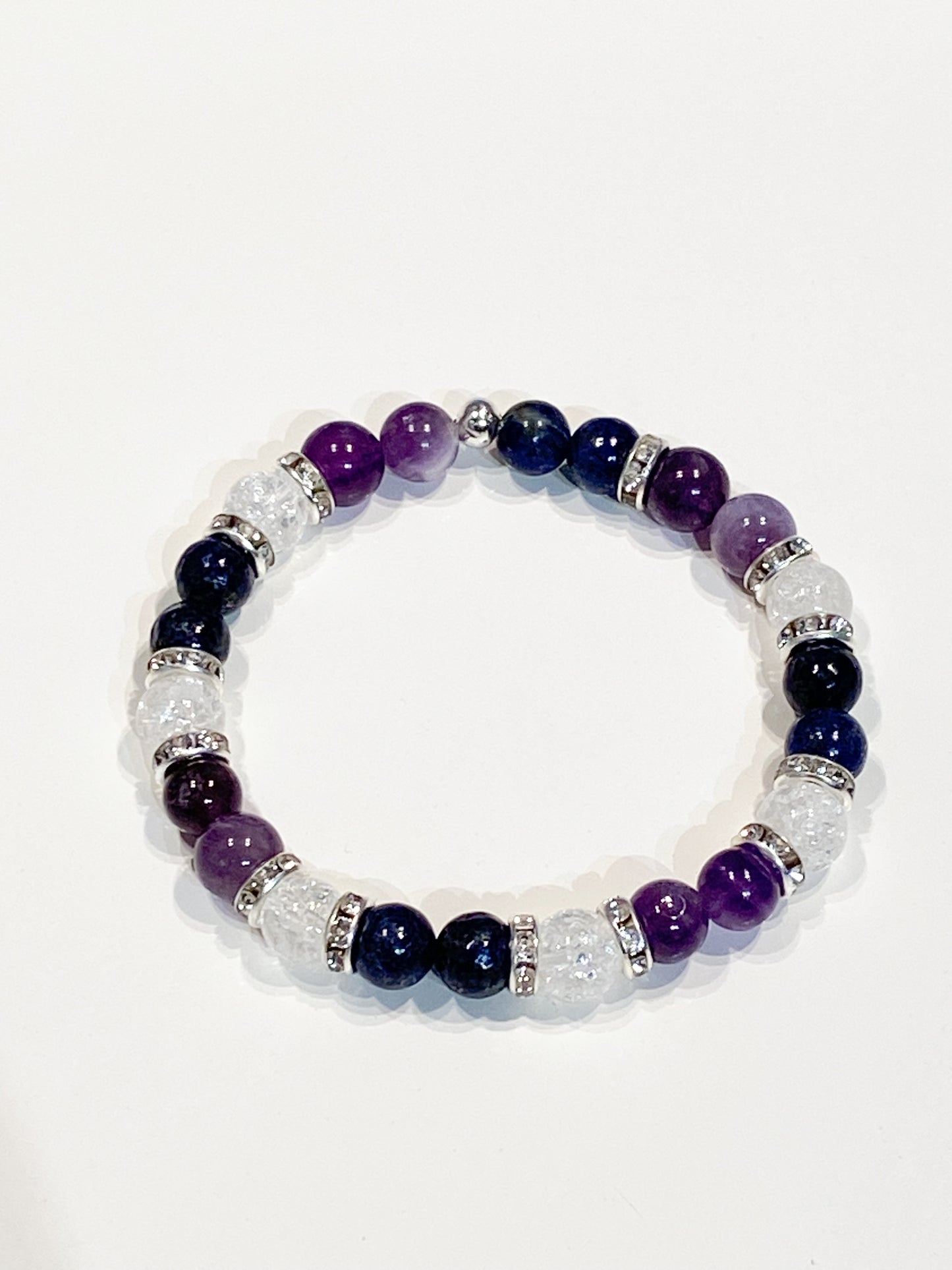 Bracelet Migraine en Lapis Lazuli, Améthyste et Cristal de Roche - Soulagement naturel et équilibre énergétique