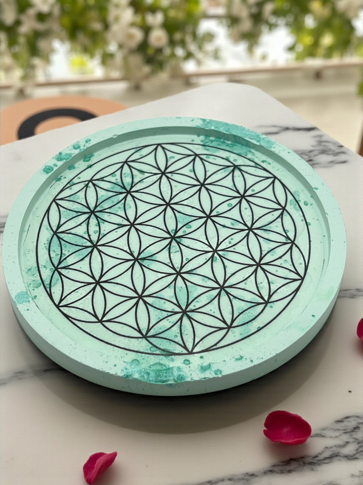 Vide-Poche Zen Fleur de Vie – Décoration Bien-Être, Rechargement Lithothérapie & Spiritualité