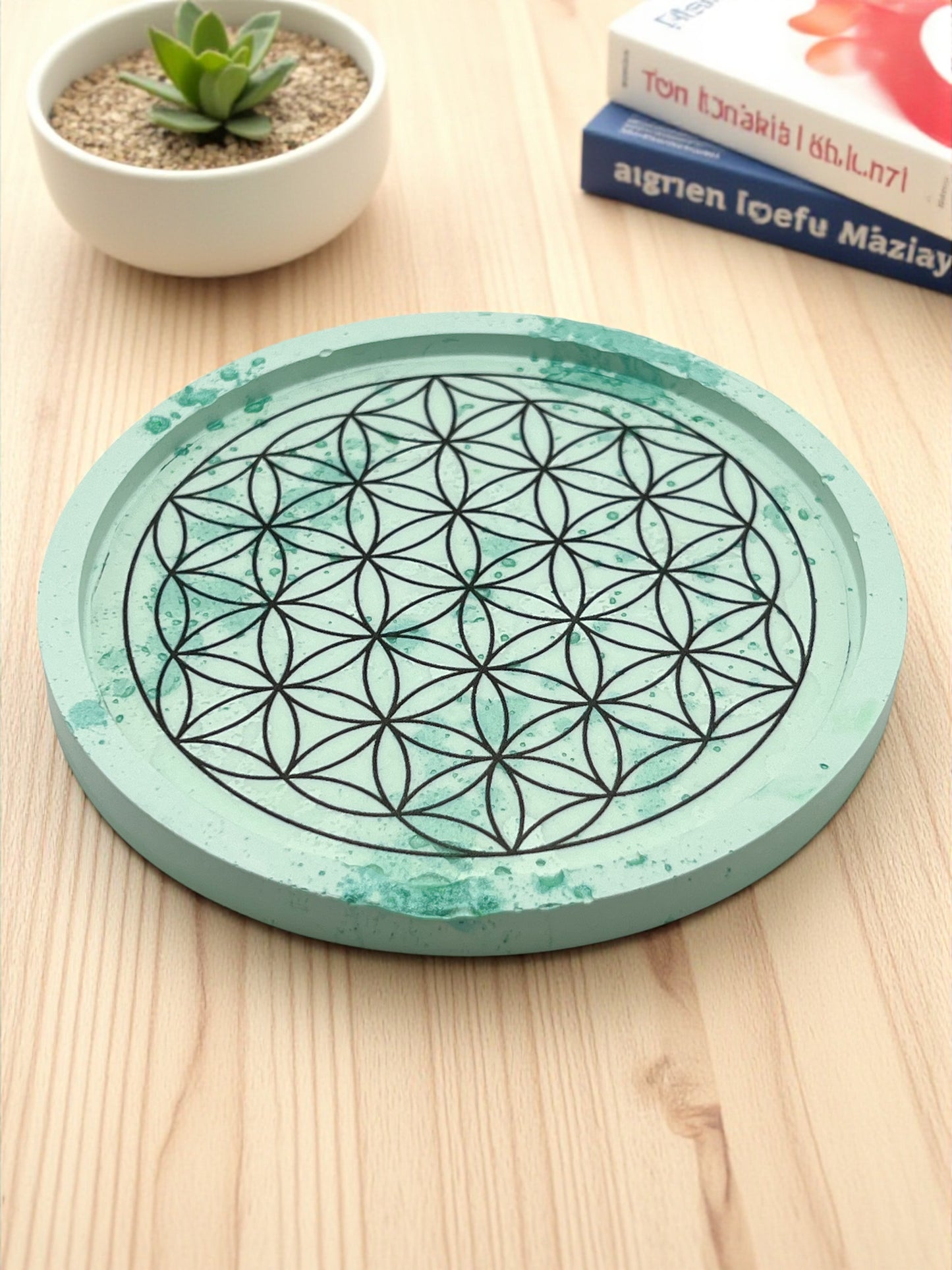 Vide-Poche Zen Fleur de Vie – Décoration Bien-Être, Rechargement Lithothérapie & Spiritualité