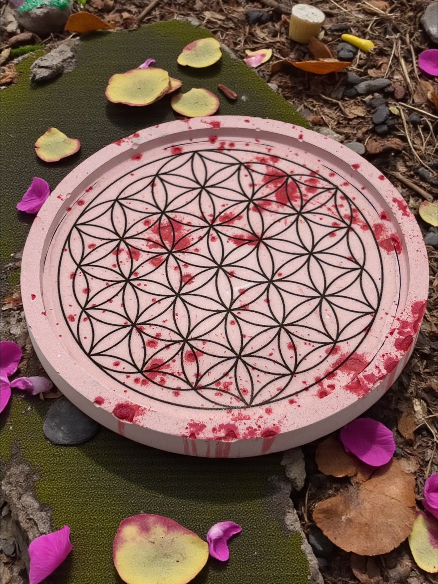 Vide-Poche Zen Fleur de Vie – Décoration Bien-Être, Rechargement Lithothérapie & Spiritualité