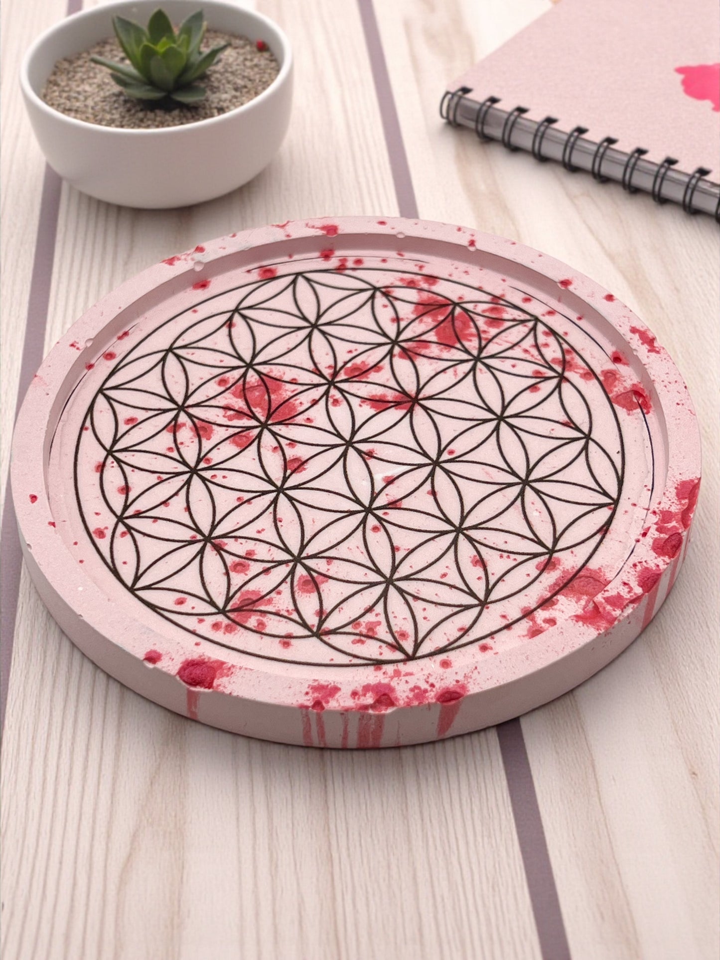 Vide-Poche Zen Fleur de Vie – Décoration Bien-Être, Rechargement Lithothérapie & Spiritualité