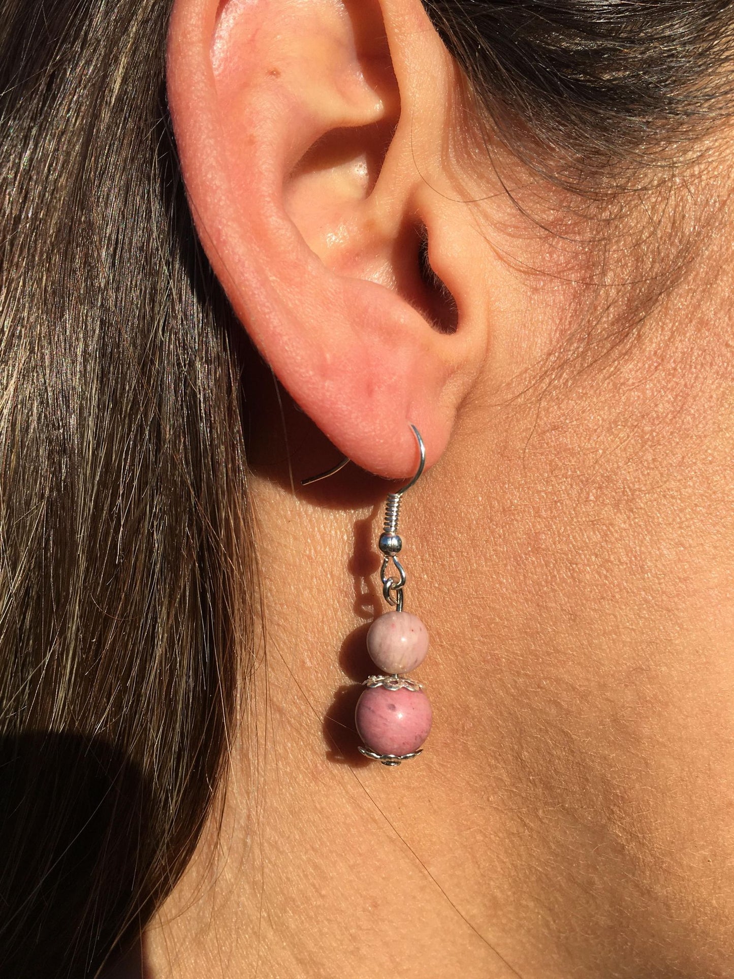 Boucles d'oreilles en pierre naturelle Rhodochrosite