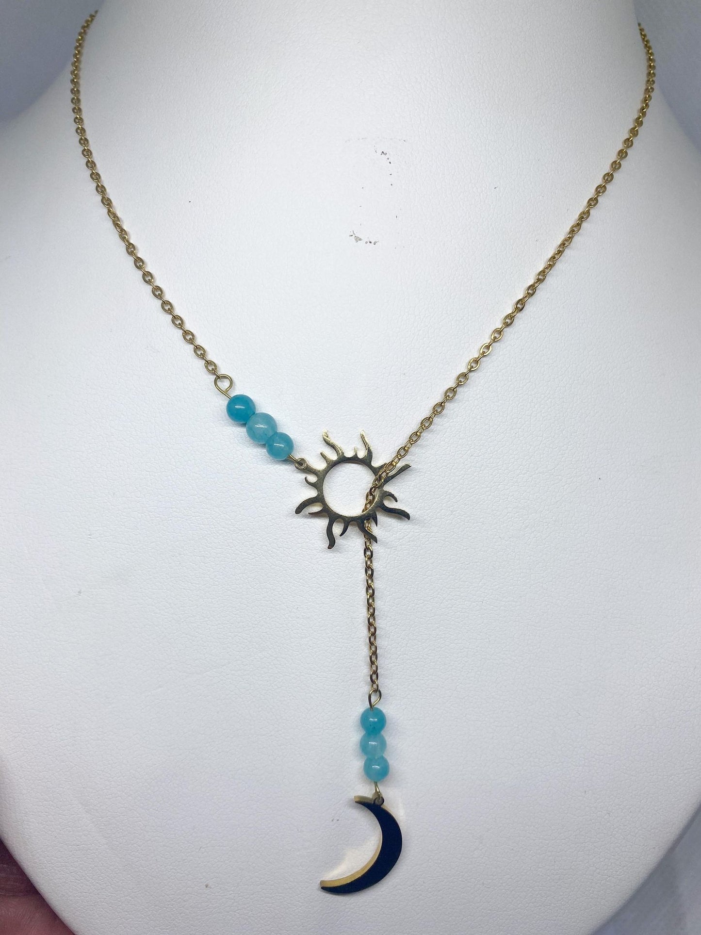 Collier en acier inoxydable en pierres naturelles Amazonite