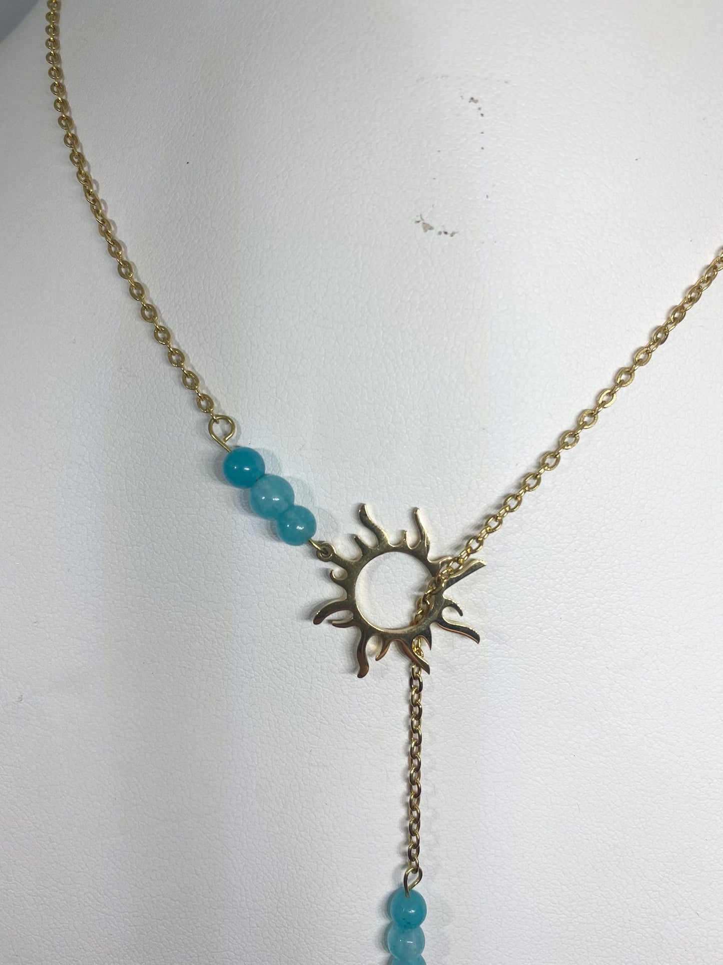 Collier en acier inoxydable en pierres naturelles Amazonite