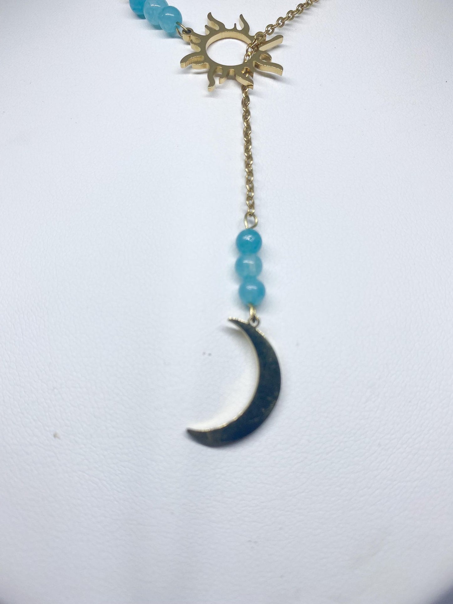 Collier en acier inoxydable en pierres naturelles Amazonite
