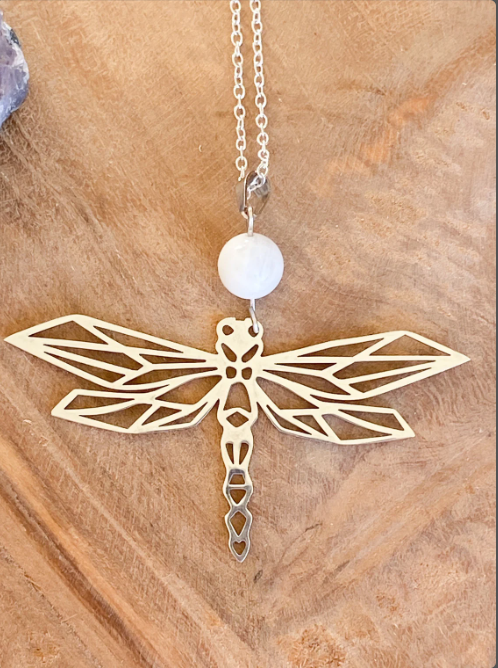 Collier en acier inoxydable avec pierres naturelles Pierre de lune