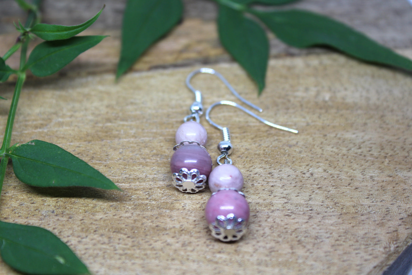 Boucles d'oreilles en pierre naturelle Rhodochrosite