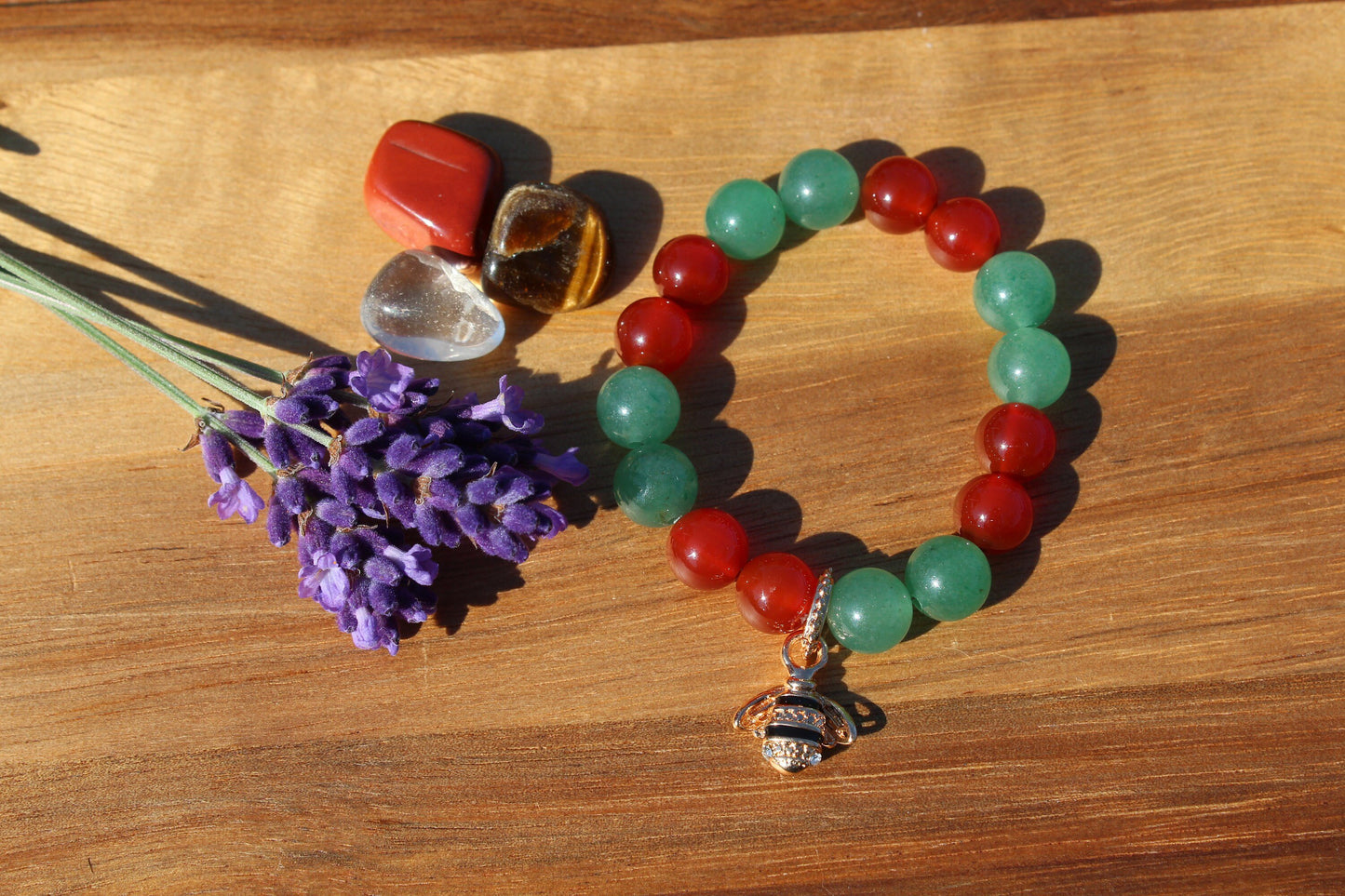 Bracelet en pierres naturelles , Aventurine , Cornaline
