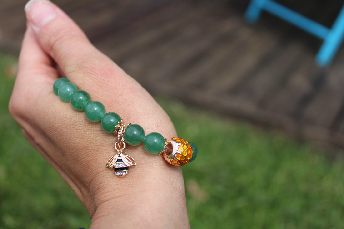 Bracelet en pierres naturelles Aventurine " Spécial positivité "
