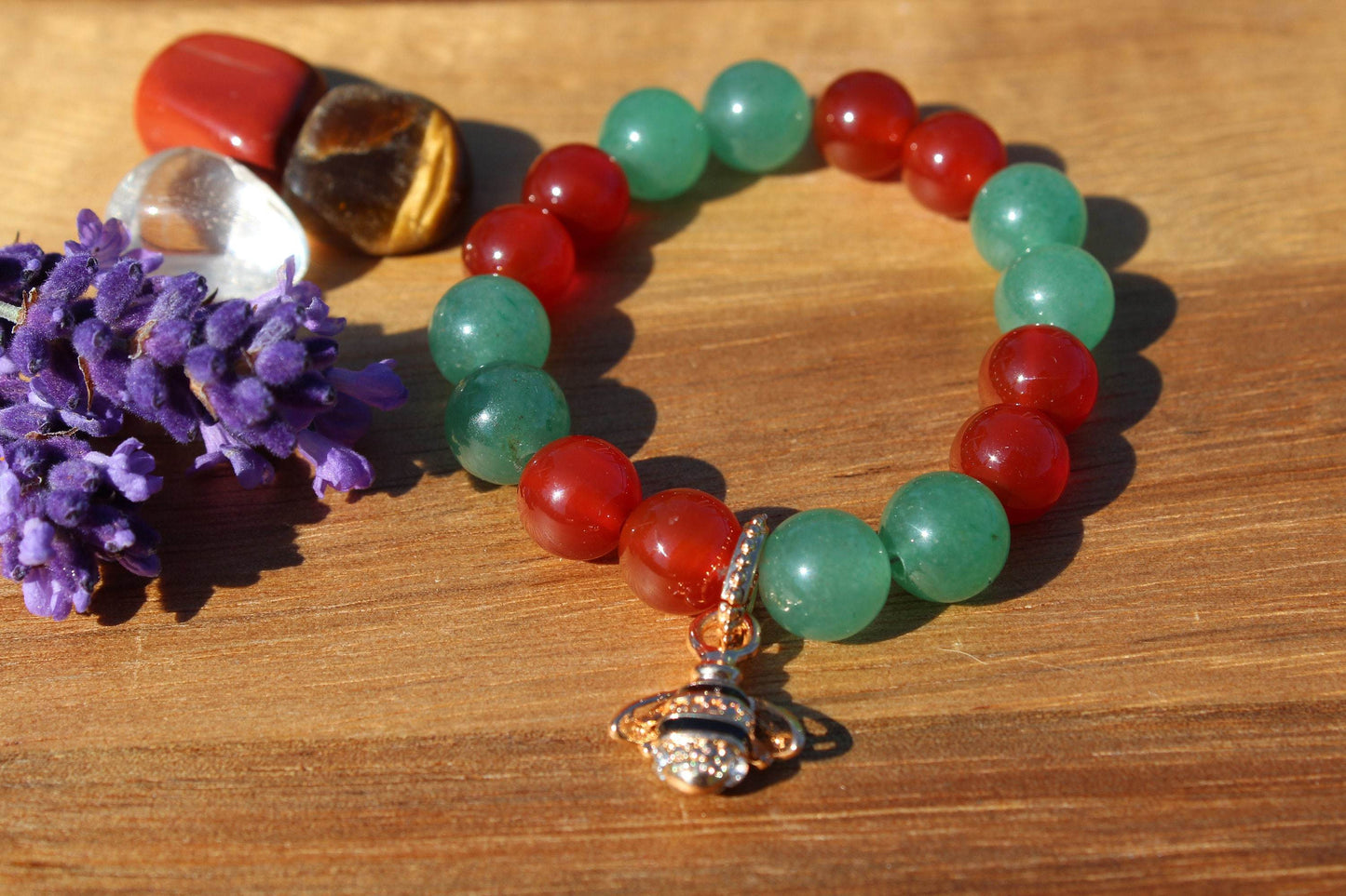 Bracelet en pierres naturelles , Aventurine , Cornaline