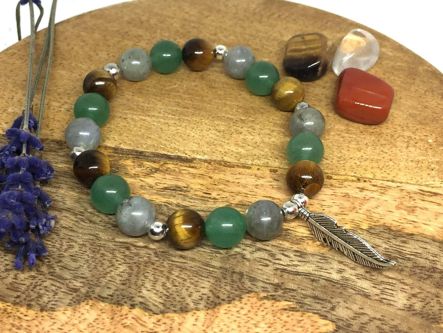 Bracelet en pierres naturelles Aventurine , Labradorite, Œil du tigre " Spécial Protection"