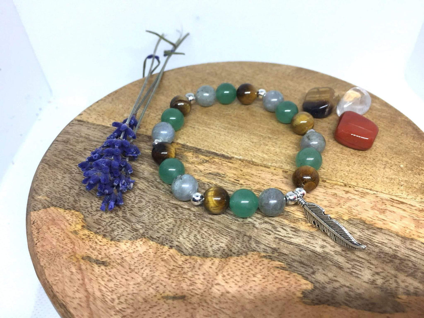 Bracelet en pierres naturelles Aventurine , Labradorite, Œil du tigre " Spécial Protection"