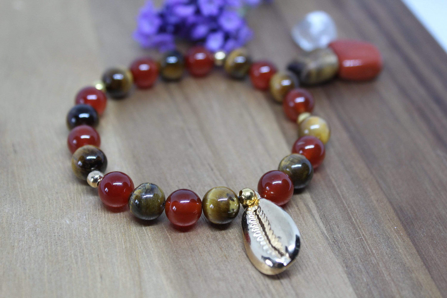 Bracelet pierres naturelles en Cornaline, Œil de Tigre