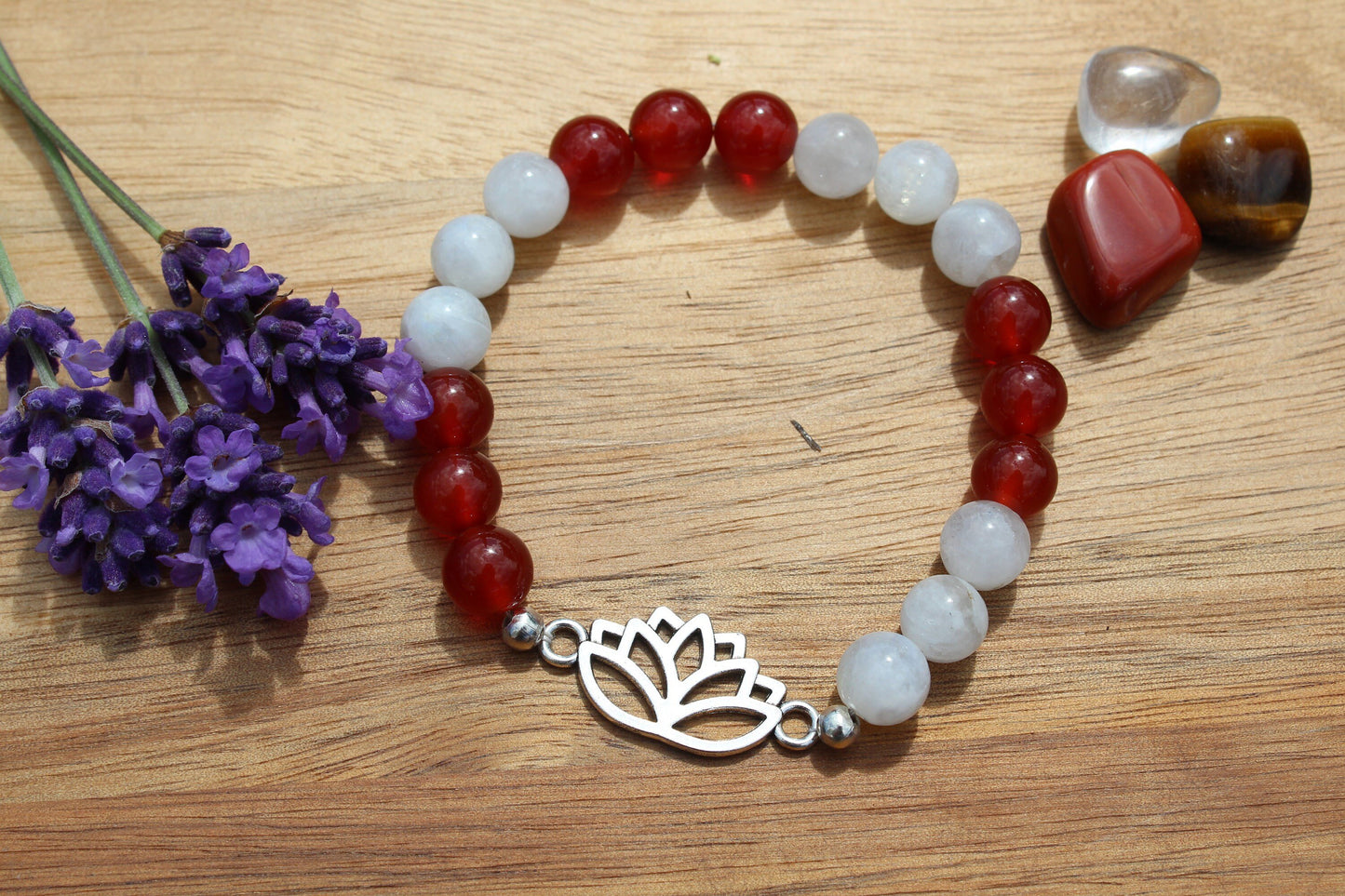 Bracelet fécondité Pierre de lune et cornaline