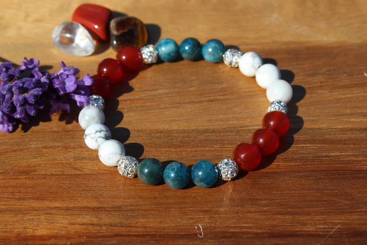 Bracelet perte de poids apatite, howlite et cornaline