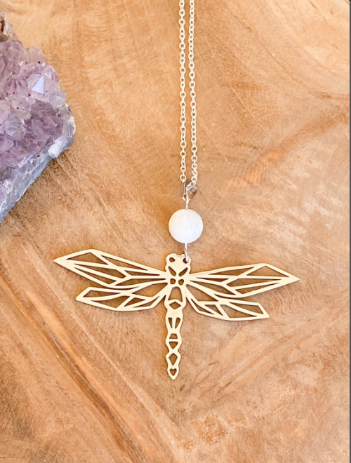 Collier en acier inoxydable avec pierres naturelles Pierre de lune