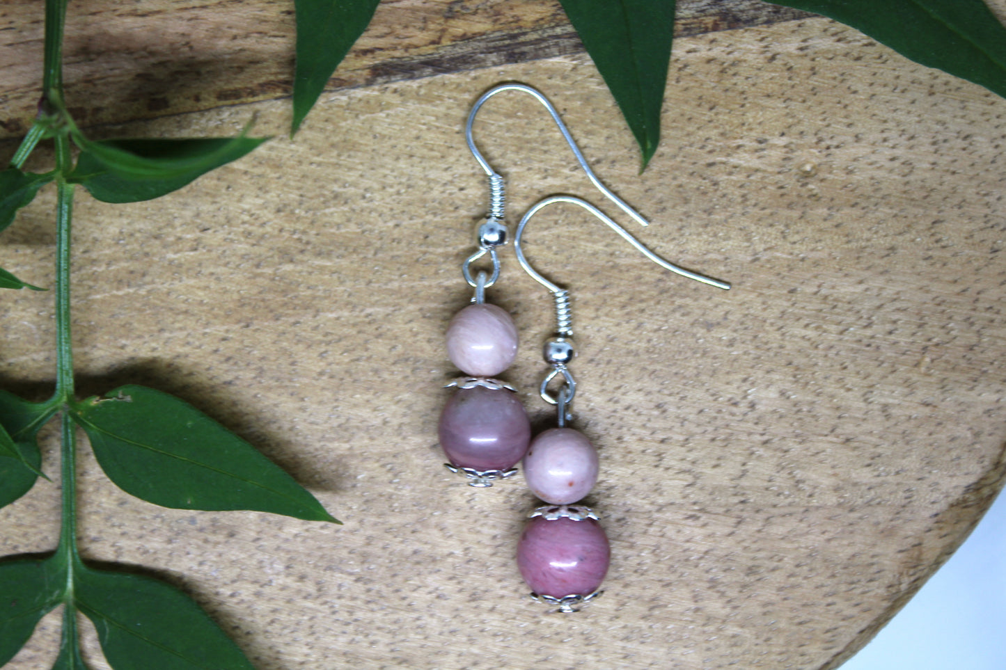 Boucles d'oreilles en pierre naturelle Rhodochrosite