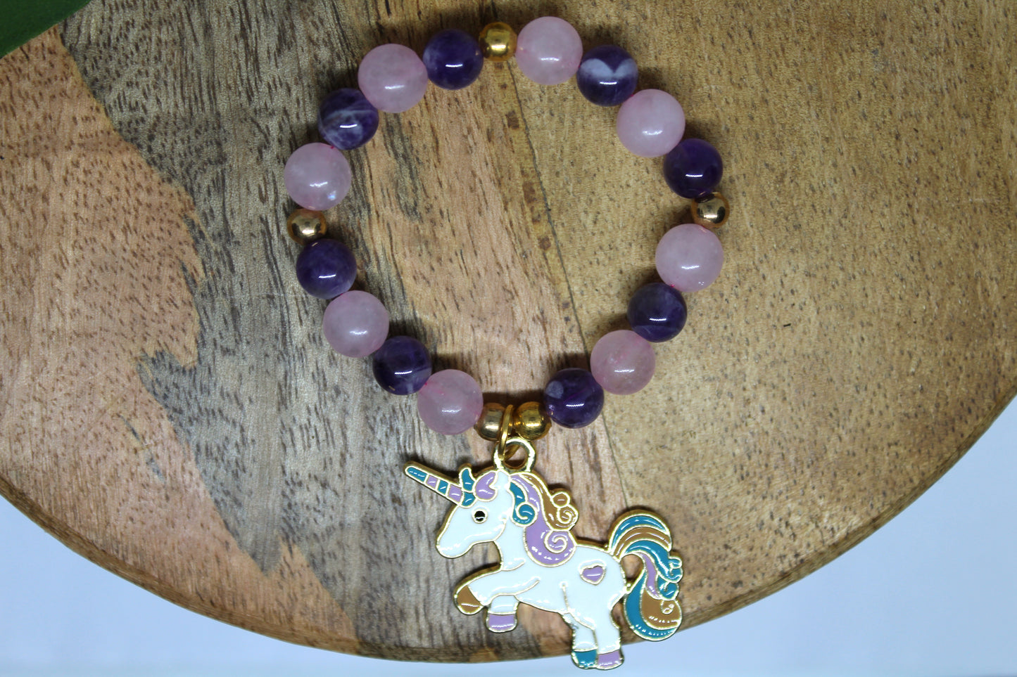 Bracelet élastique en pierres naturelles Quartz rose et Améthyste