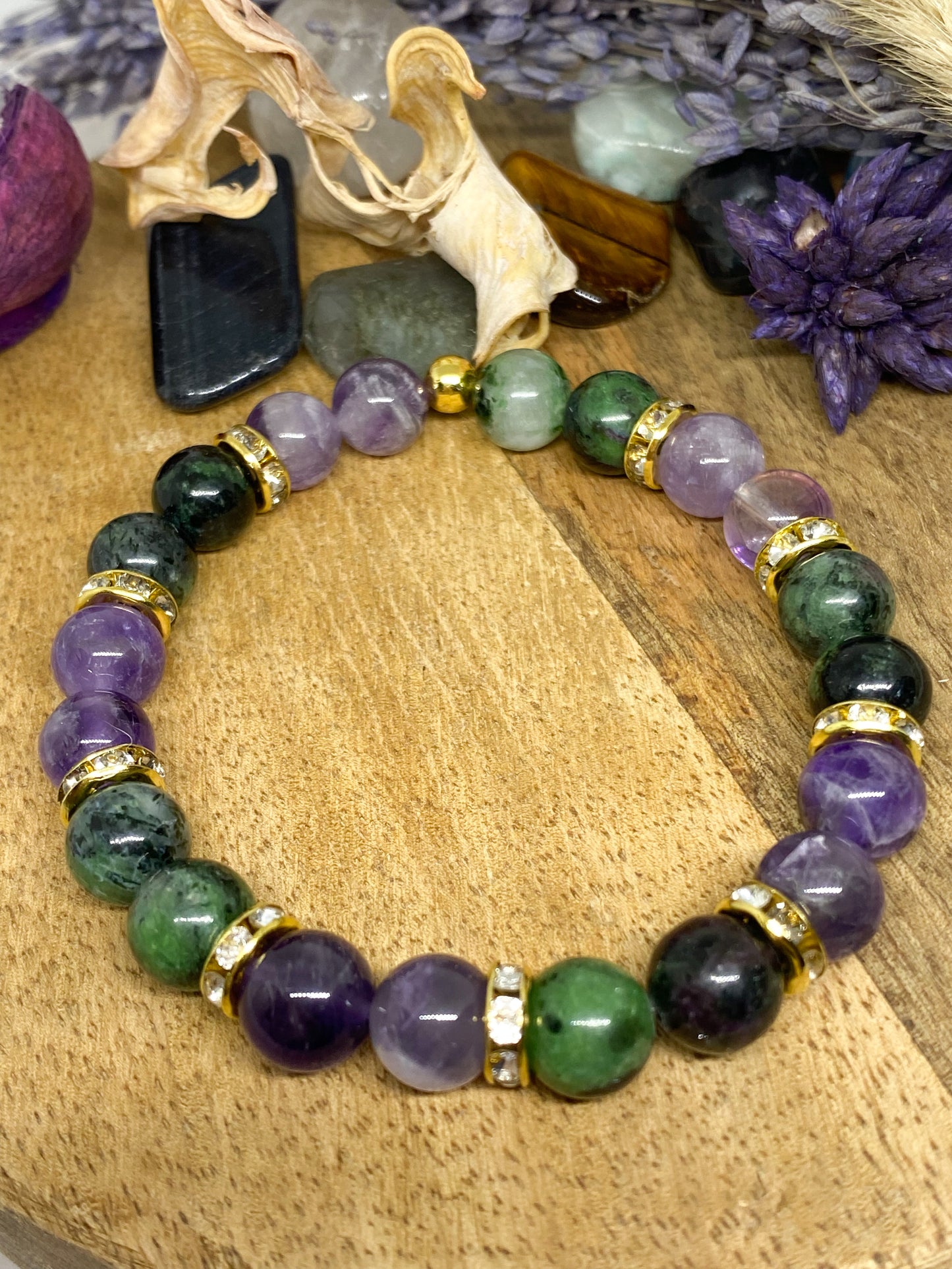 Bracelet Rubis zoïsite et Améthyste