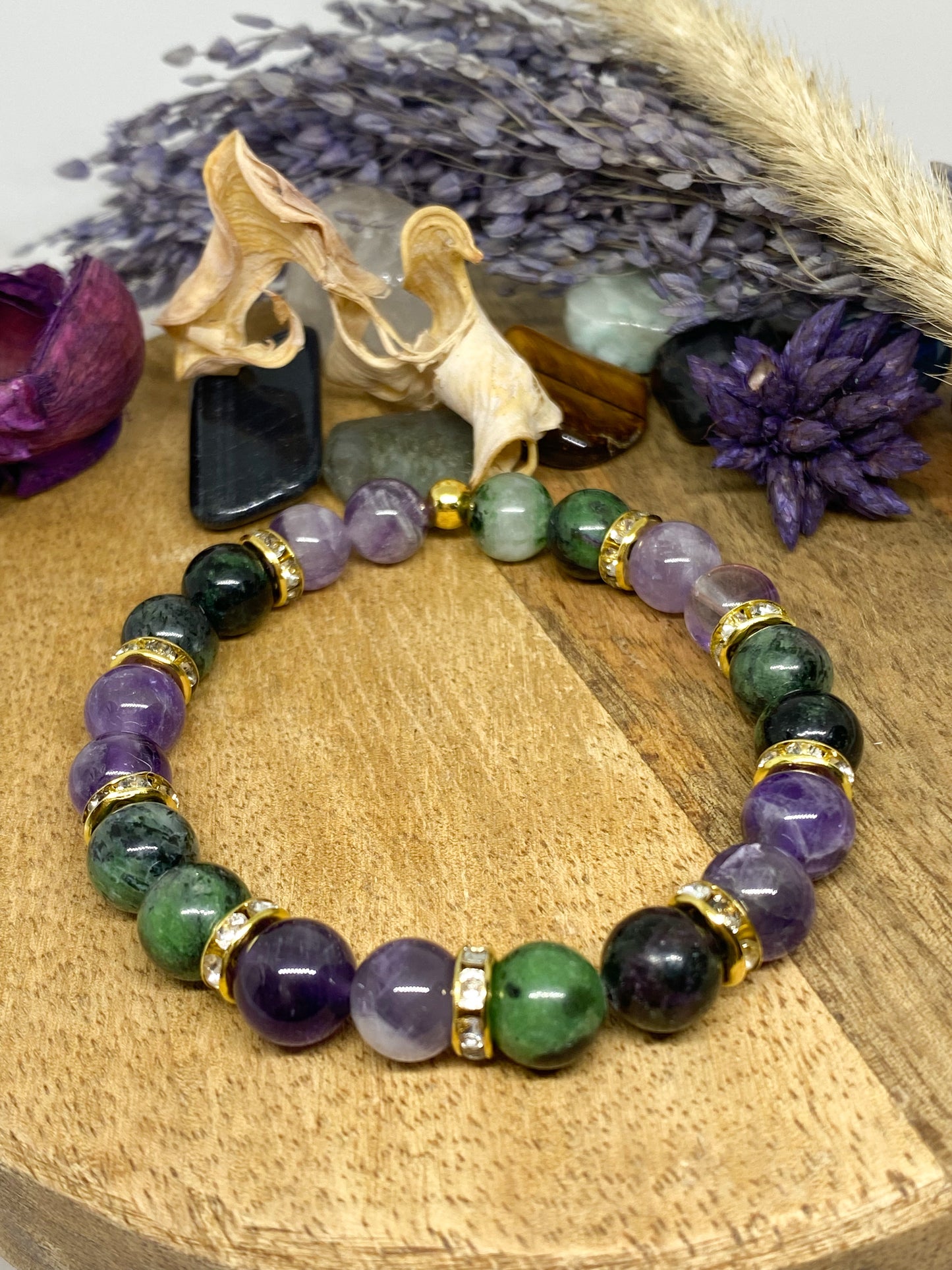 Bracelet Rubis zoïsite et Améthyste